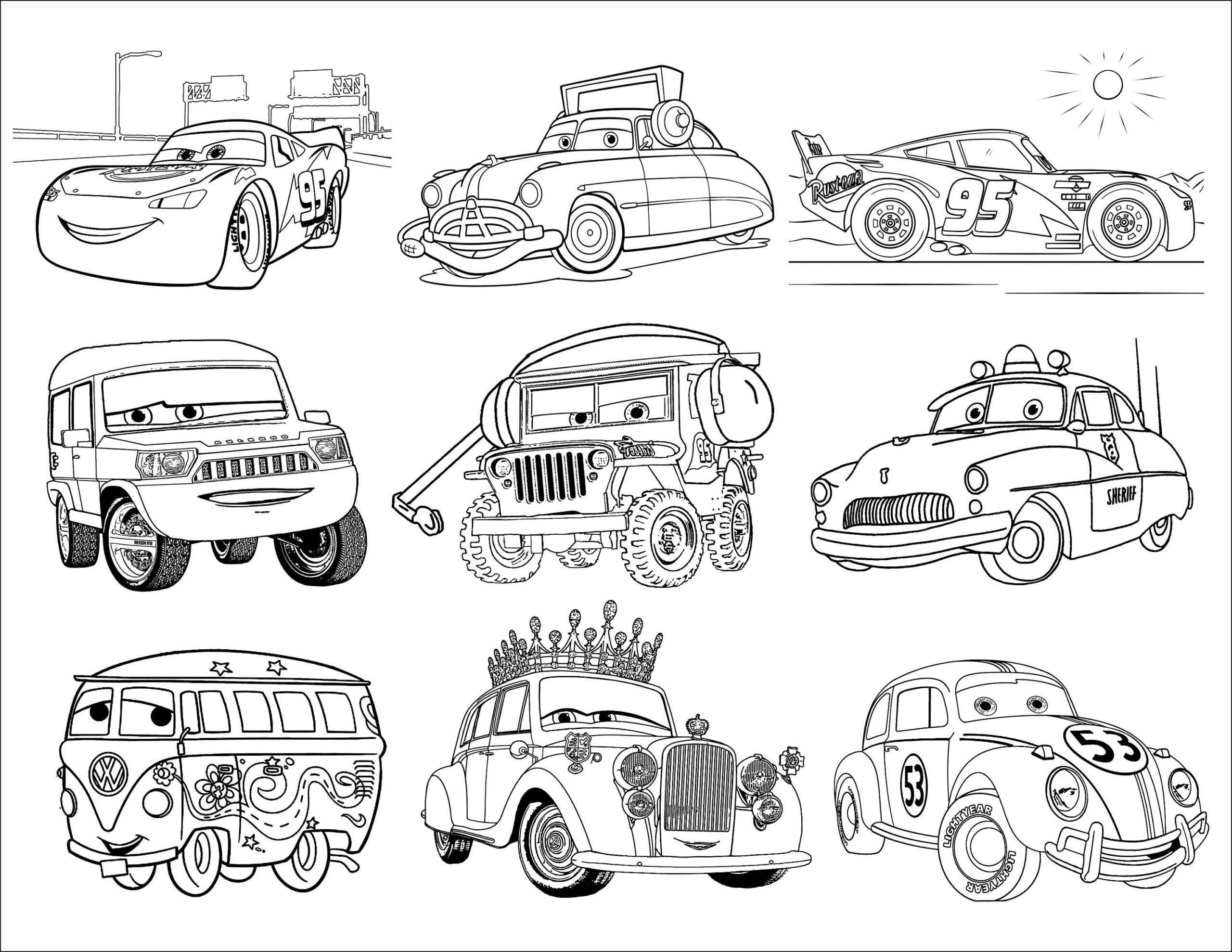Cars Characters Coloring Pages