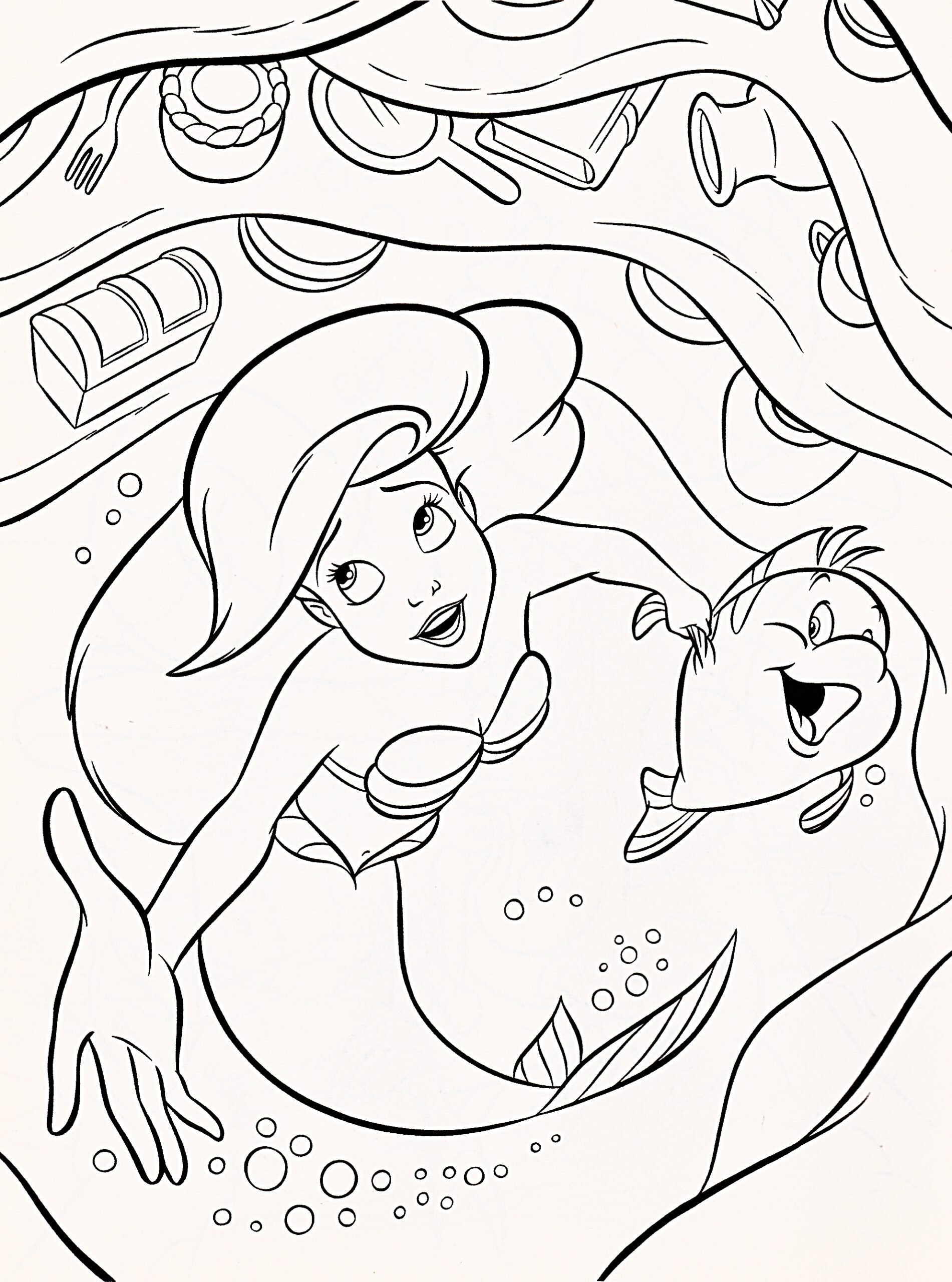 Disney Princess Ariel And Flounder Coloring Pages