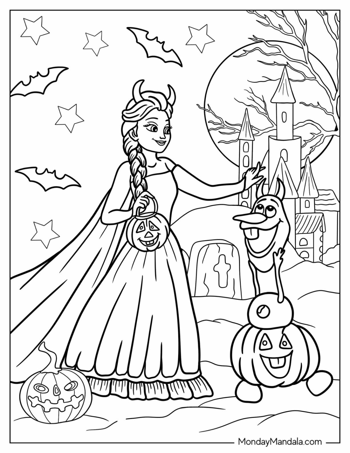 Disney Princess Halloween Coloring Pages