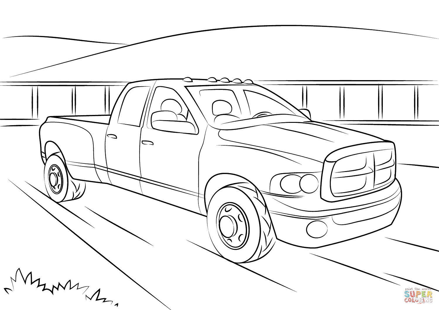 Dodge Truck Coloring Pages Scenery Mountains