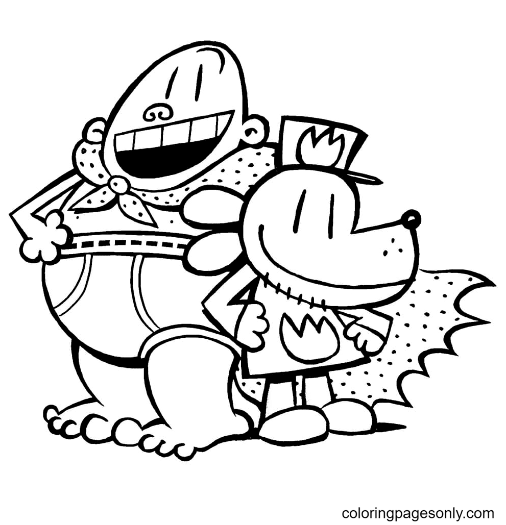 Dog Man Colouring Sheets