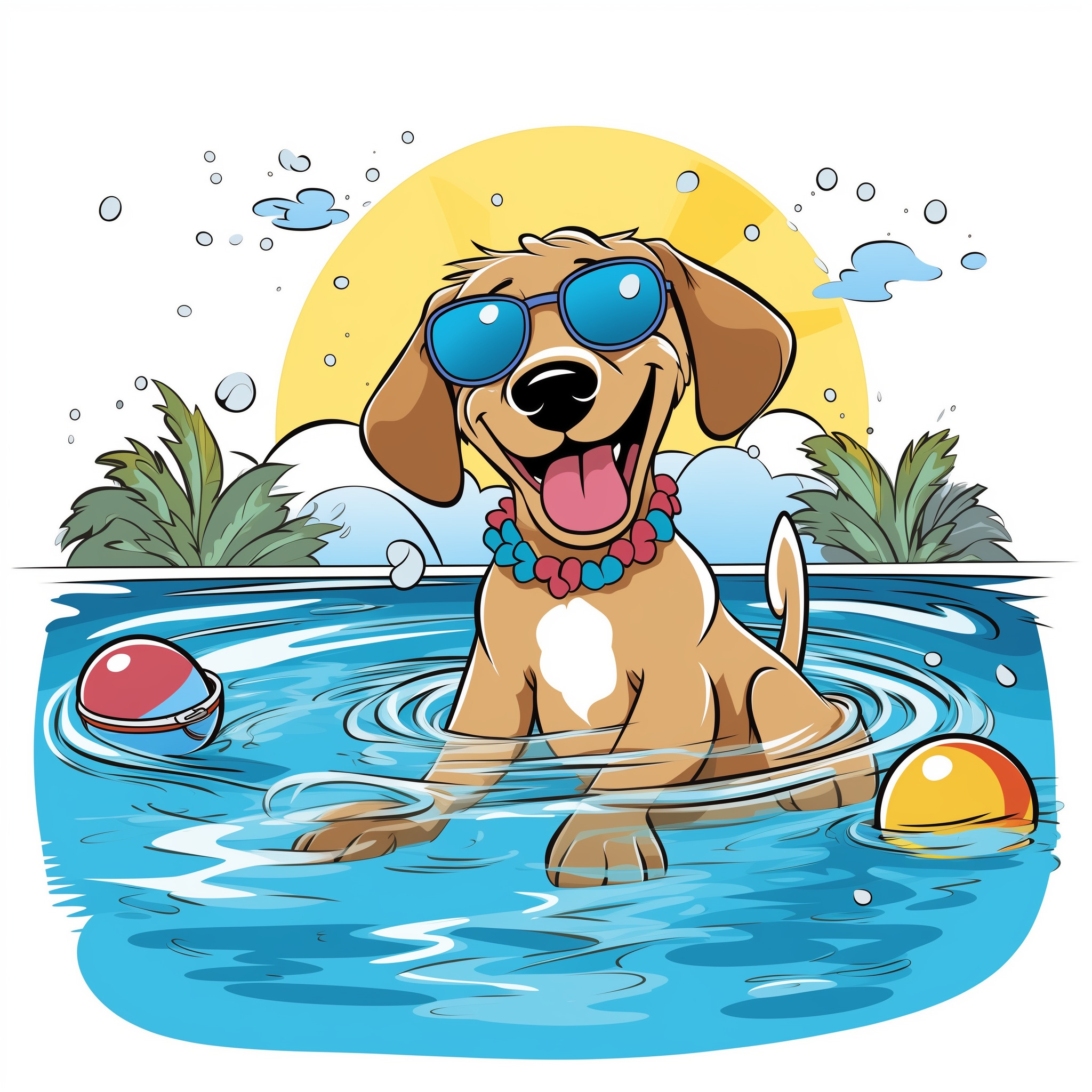 Dog Pool Party Coloring Page Coloring Pages Mimi Panda
