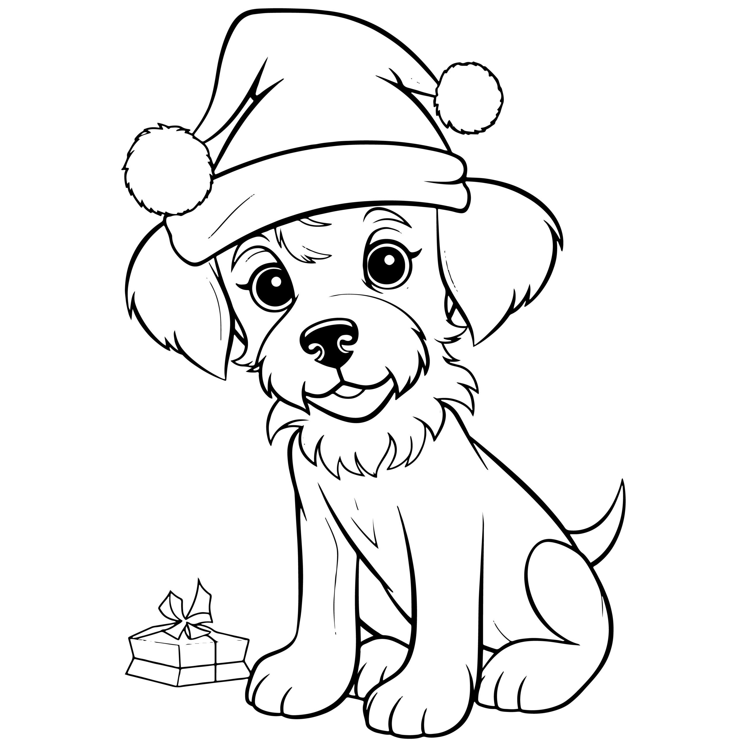 Christmas Dog Coloring Page