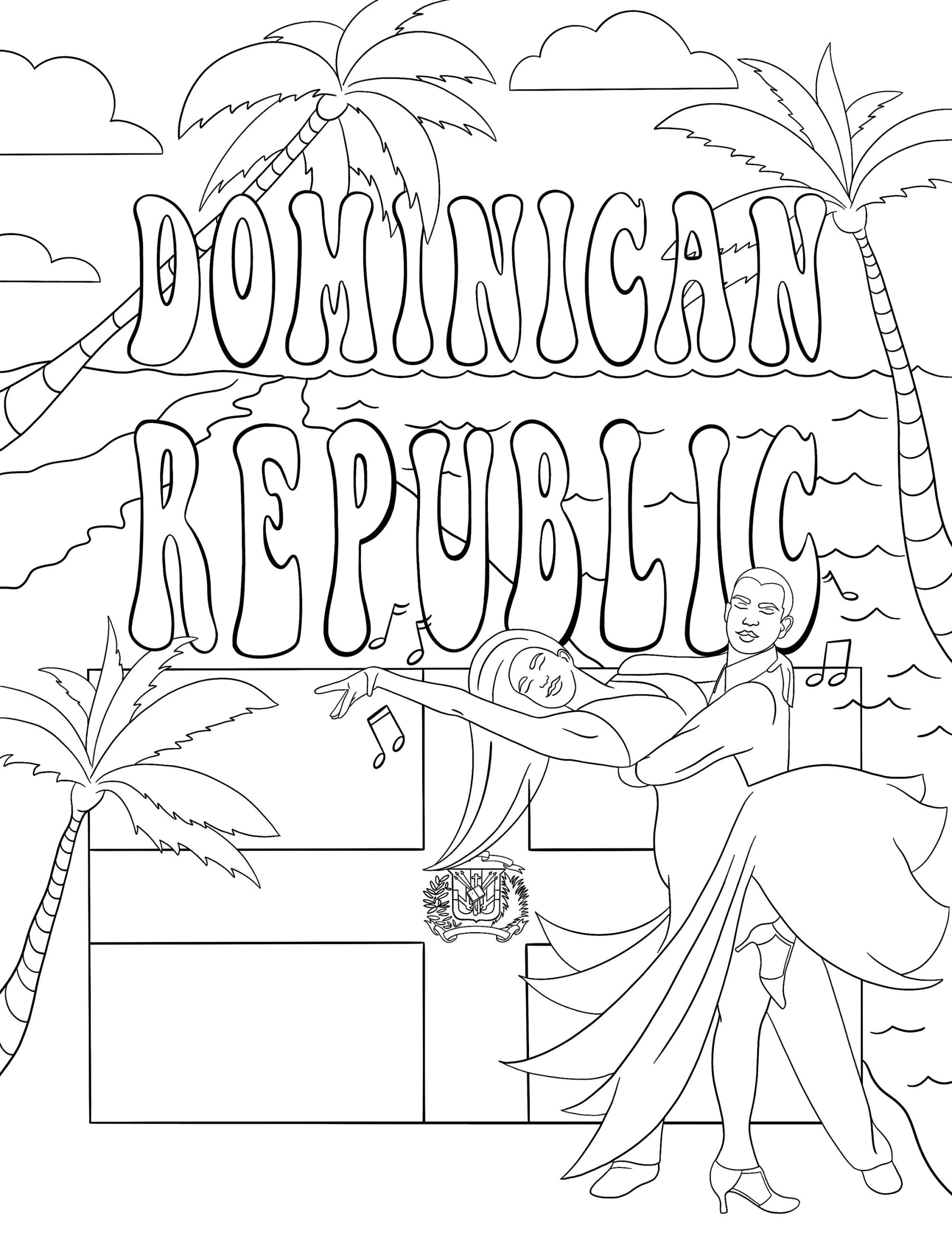 Dominican Flag Coloring Page
