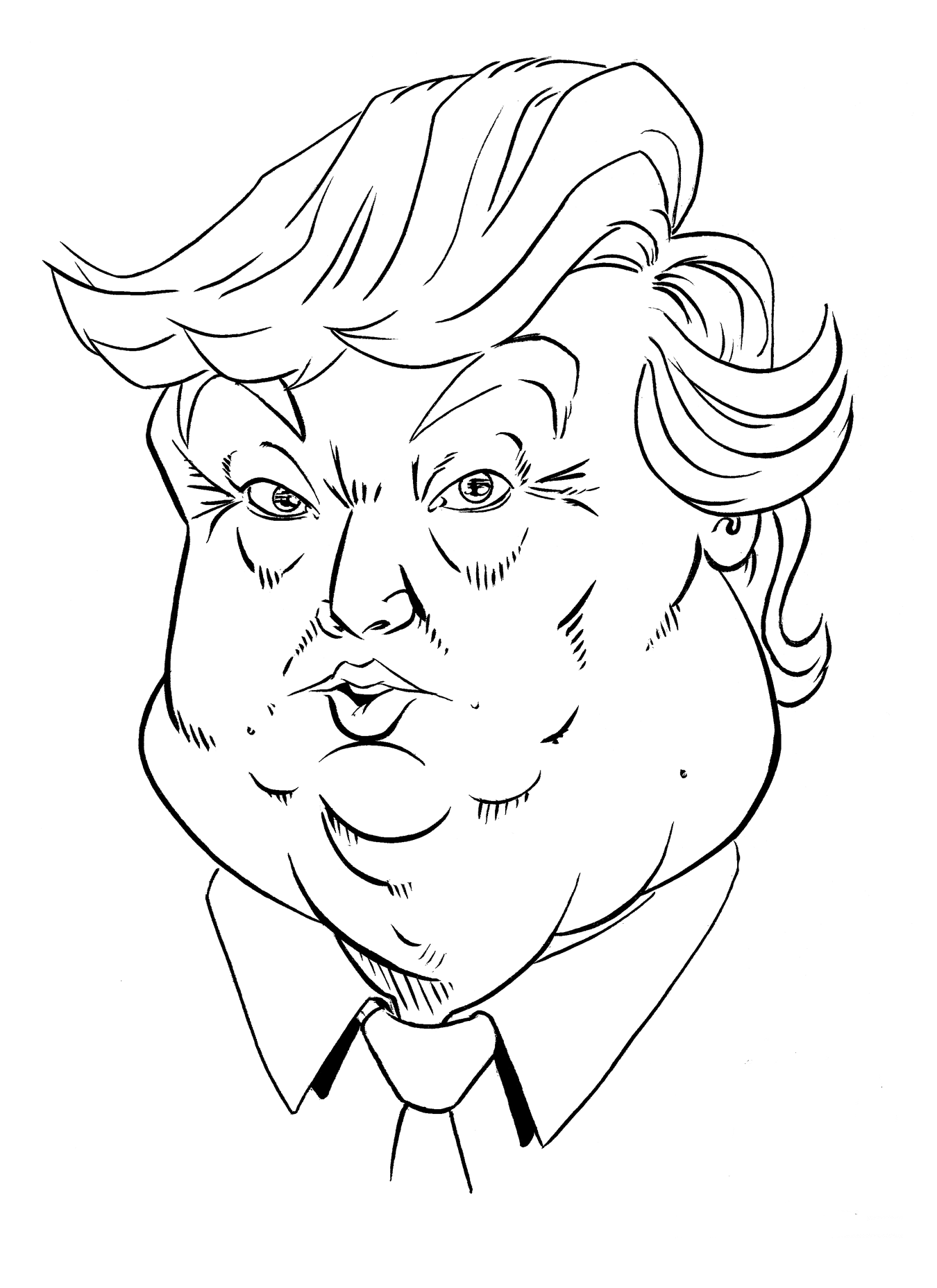 Donald Trump S Fat Face Coloring Page Free Printable Coloring Pages For Kids