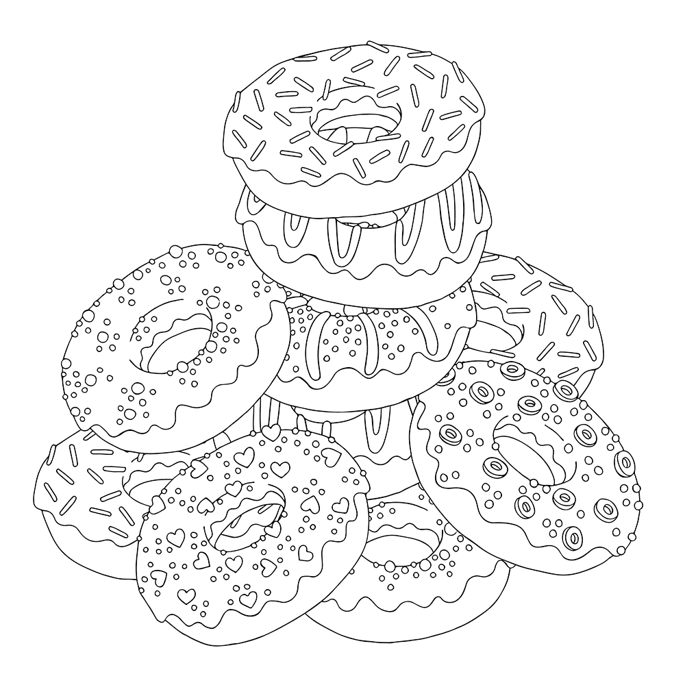 Donut Coloring Page Printable