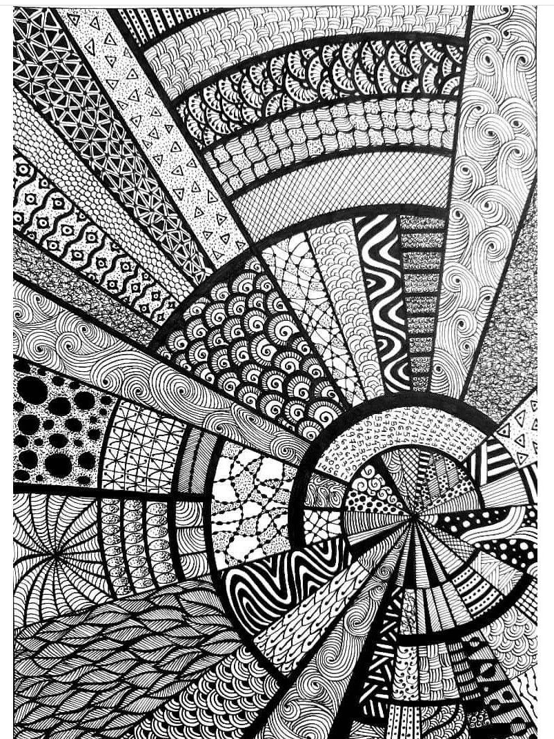 Black Line Zentangle Coloring Pages