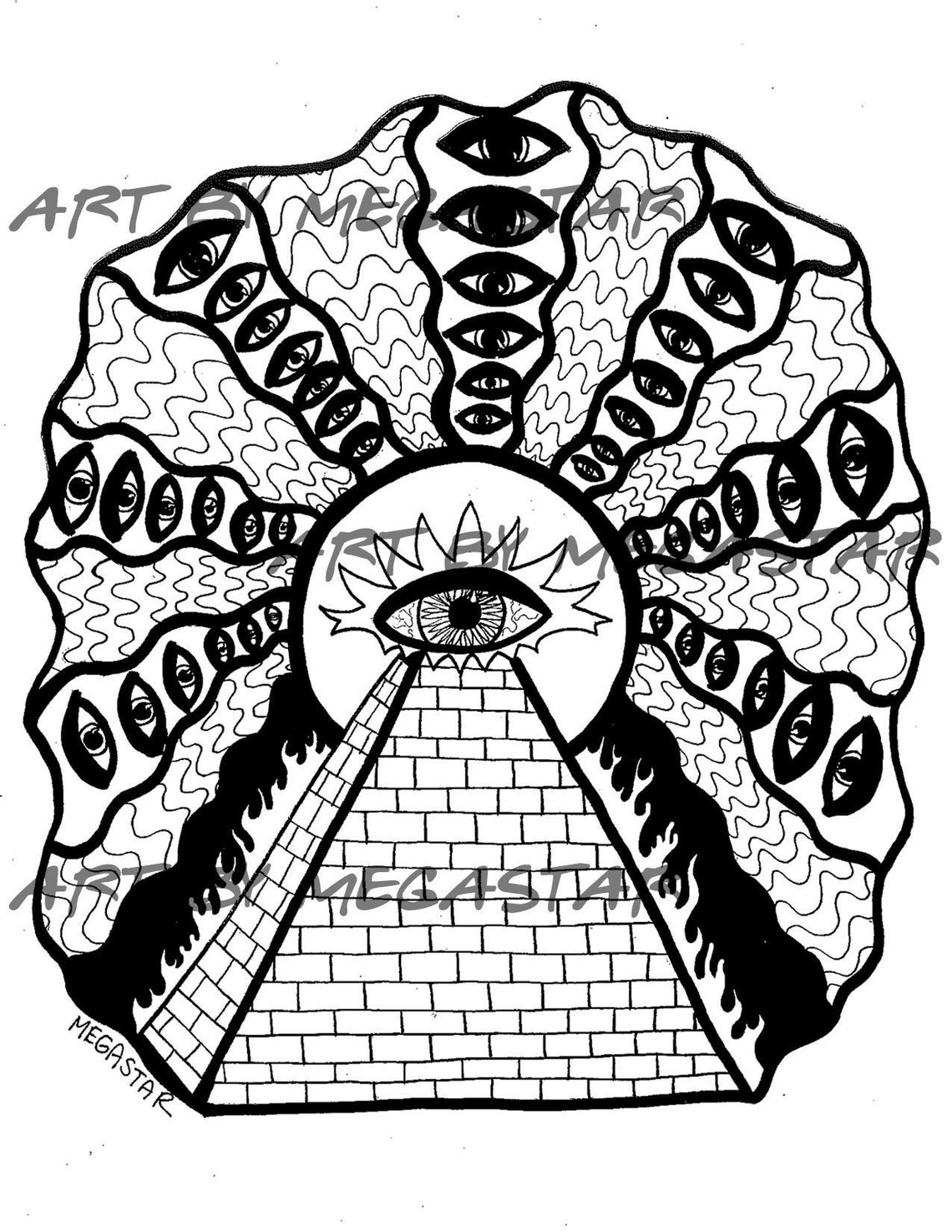 Download Printable Coloring Book Page Illuminati Pyramid Etsy