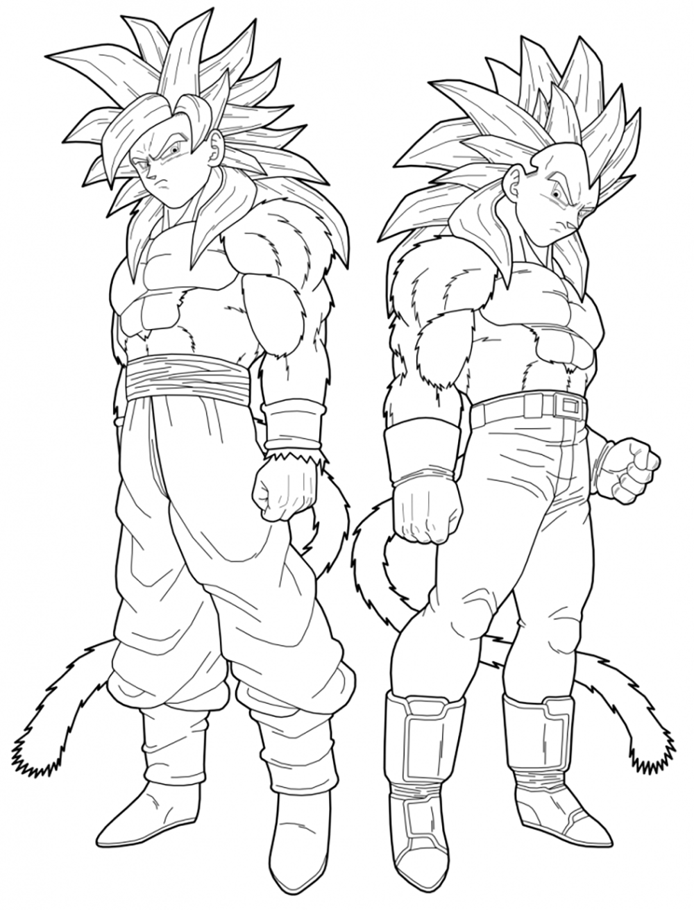 Dragon Ball GT Goku And Vegeta Dragon Ball Coloring Pages For Kids