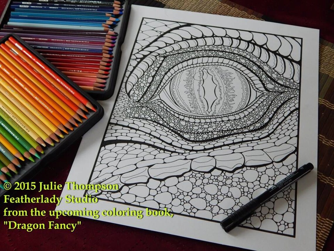 DRAGON S EYE Printable Coloring Page From My Published Coloring Book Etsy