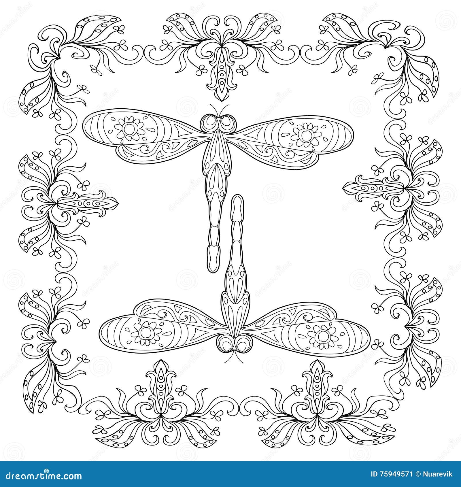 Dragonfly Abstract Mandala Coloring Page Stock Illustration Illustration Of Print Plant 75949571
