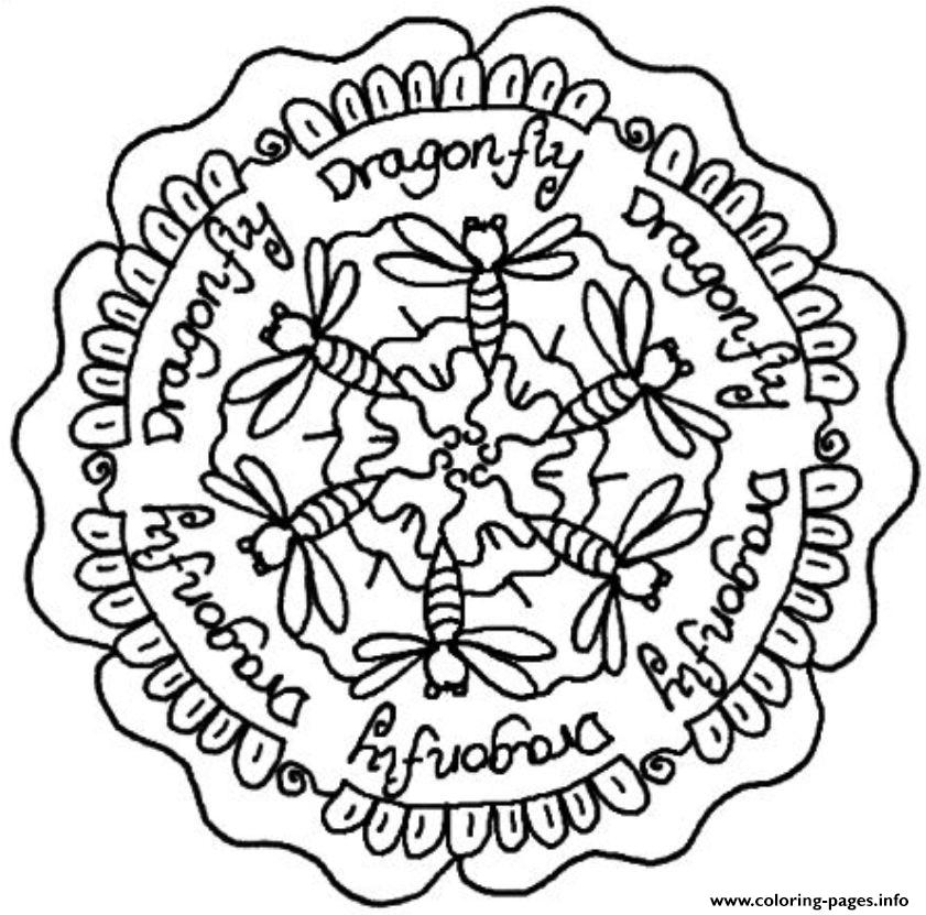 Dragonfly Mandala Coloring Pages