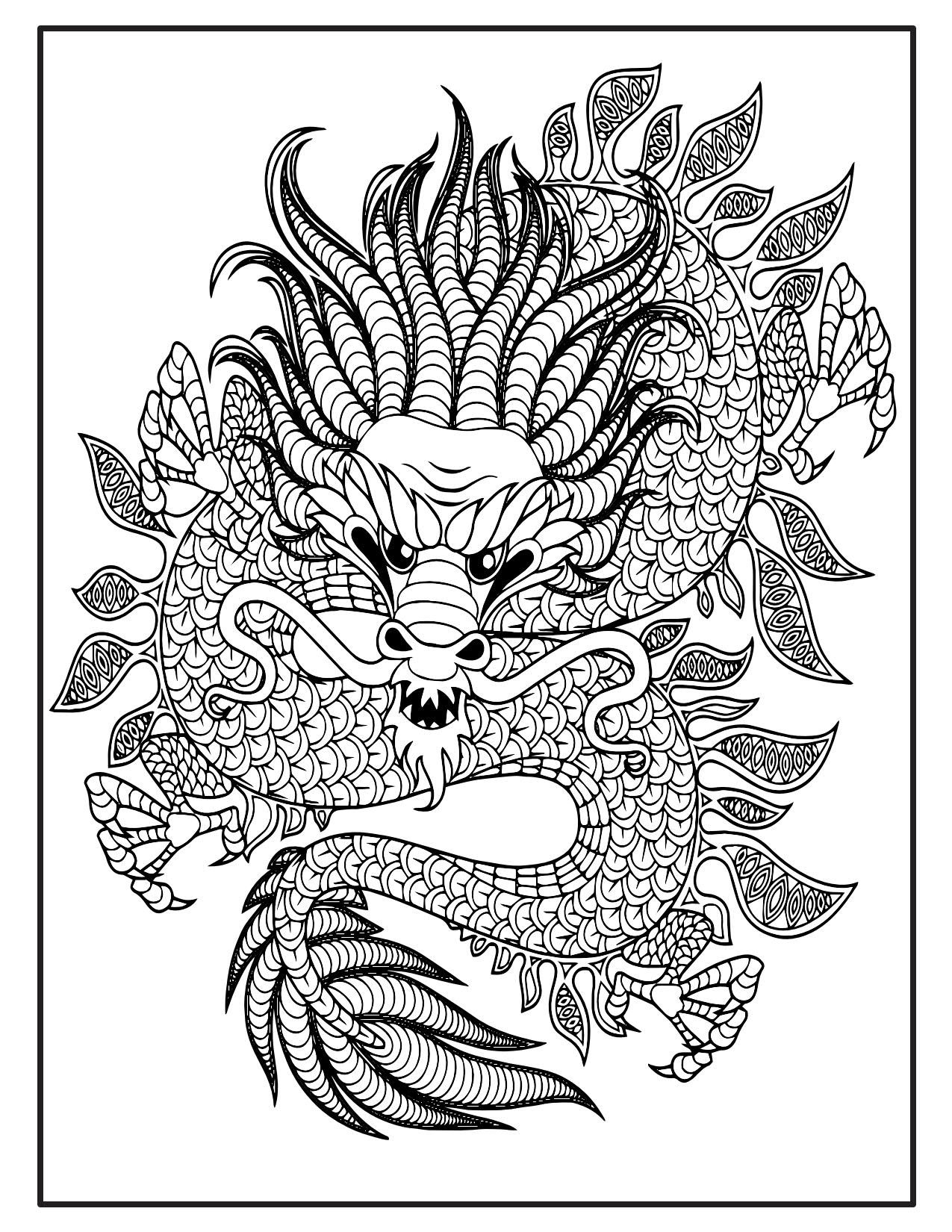 Free Adult Dragon Coloring Pages