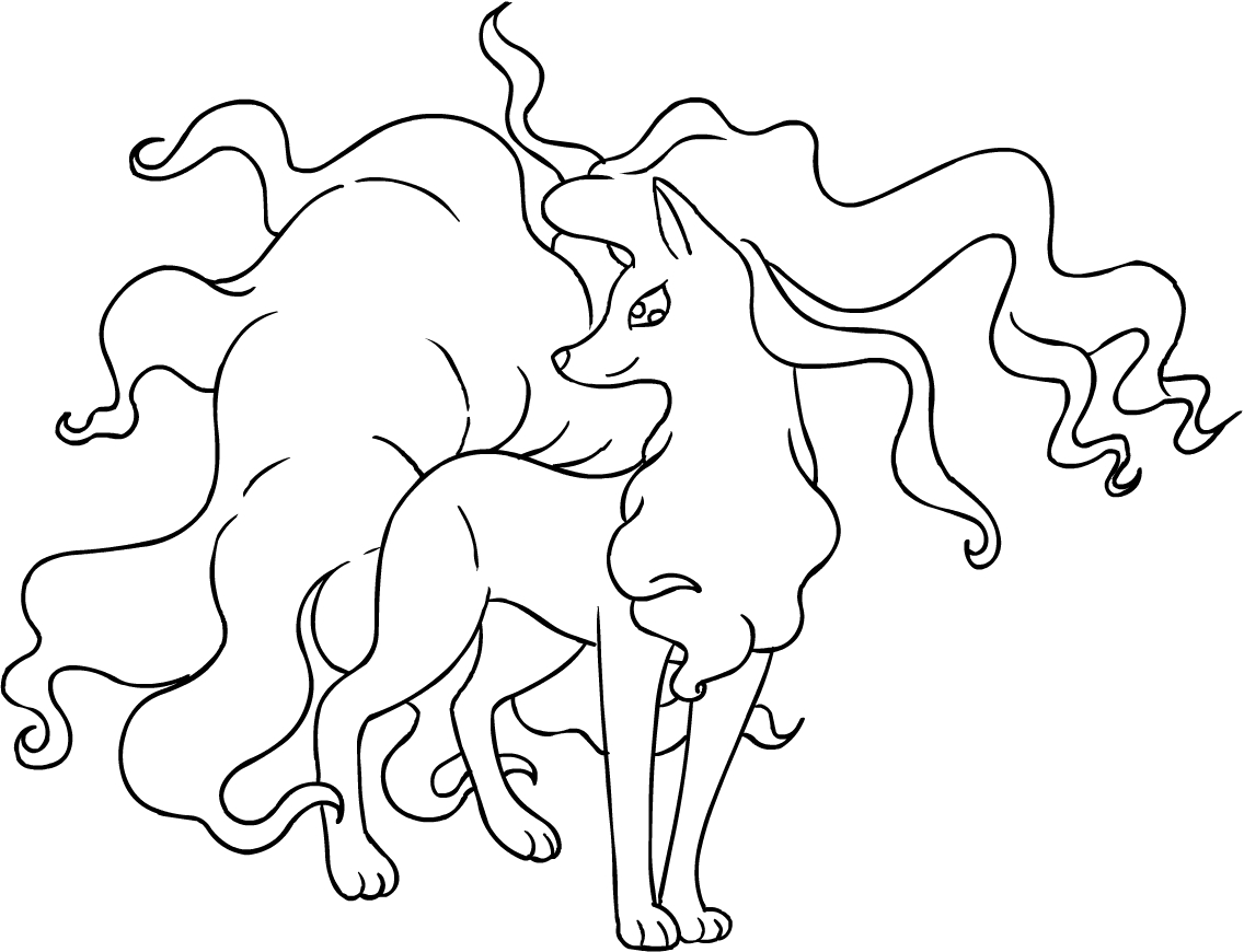 Drawing Alolan Ninetales Of The Pok Mon Sun And Moon Coloring Page