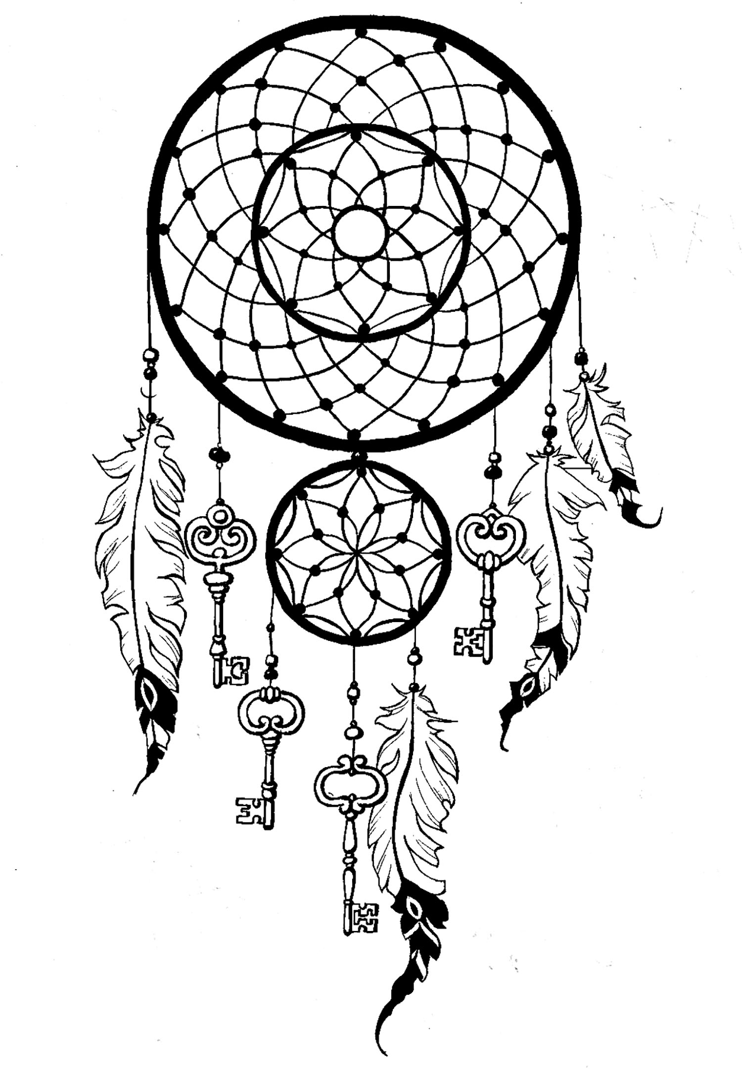 Dreamcatcher Keys Dreamcatcher Coloring Pages For Adults