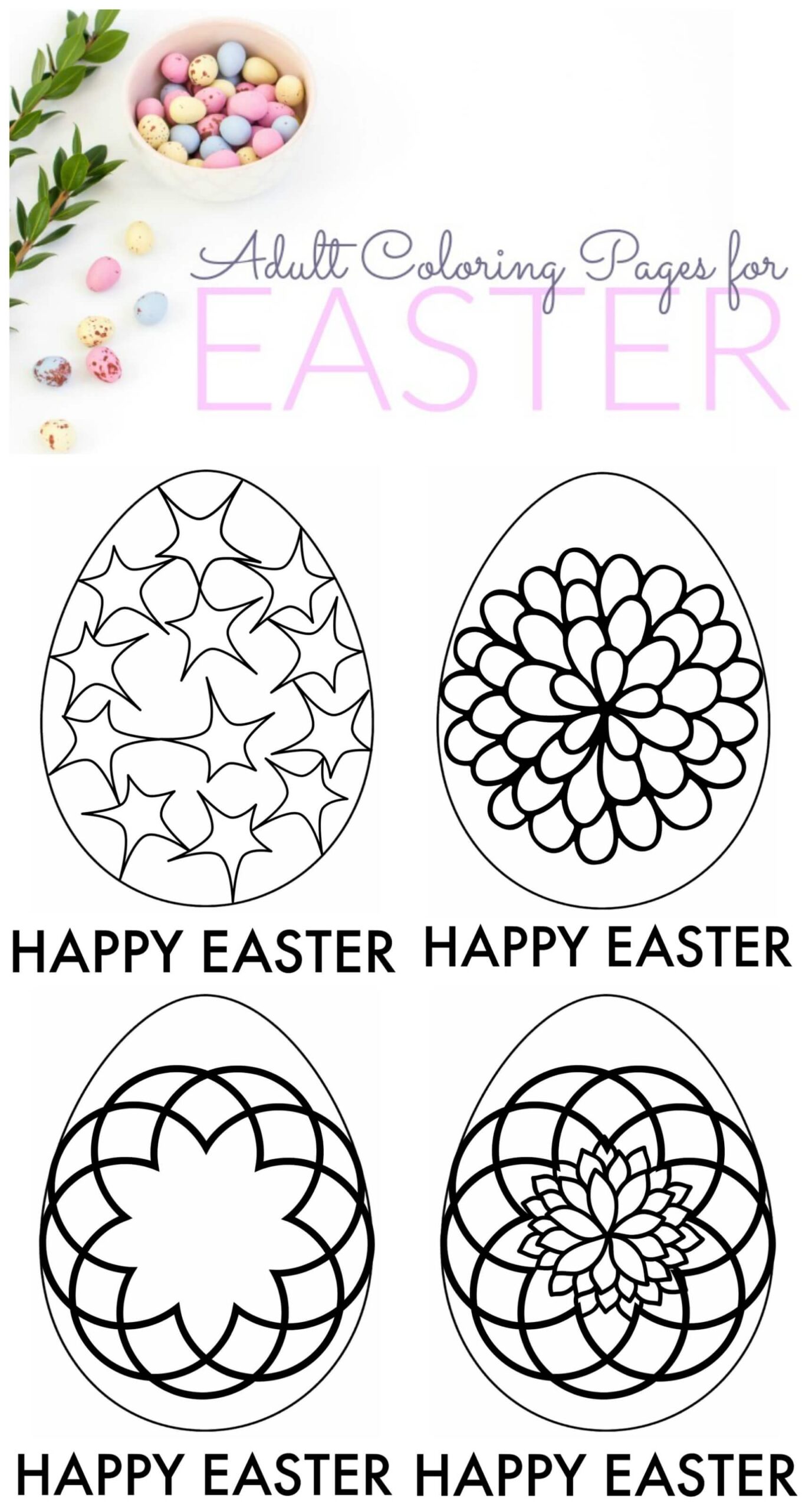 Easter Adult Coloring Pages Free Printable Downloads