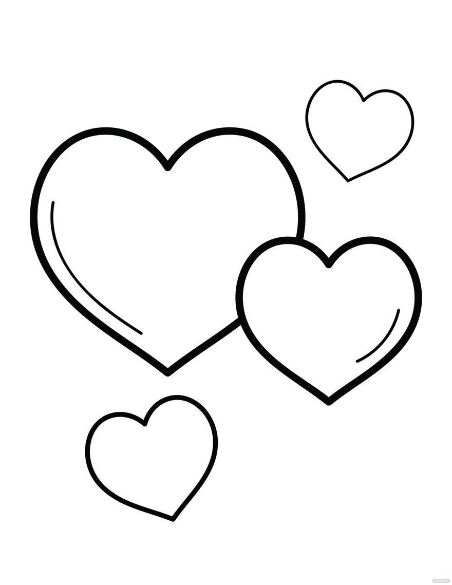 Easy Heart Coloring Page For Kids In Illustrator PDF SVG JPG EPS PNG Download Template