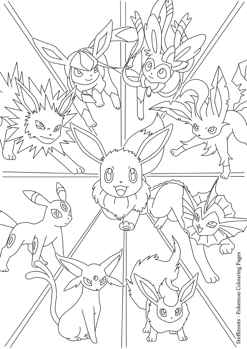 Eevee Evolutions Pokemon Colouring Page By Steffitoots On DeviantArt Pokemon Coloring Sheets