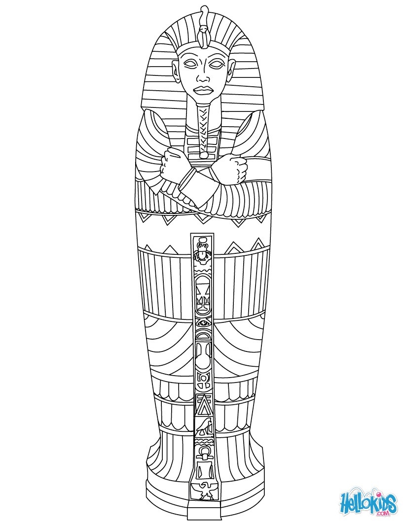 Egyptian Sarcophagus Coloring Pages Hellokids