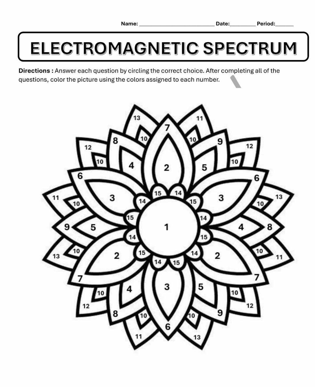 ELECTROMAGNETIC SPECTRUM COLOR BY NUMBER World s BEST Science Teacher s Ko fi Shop