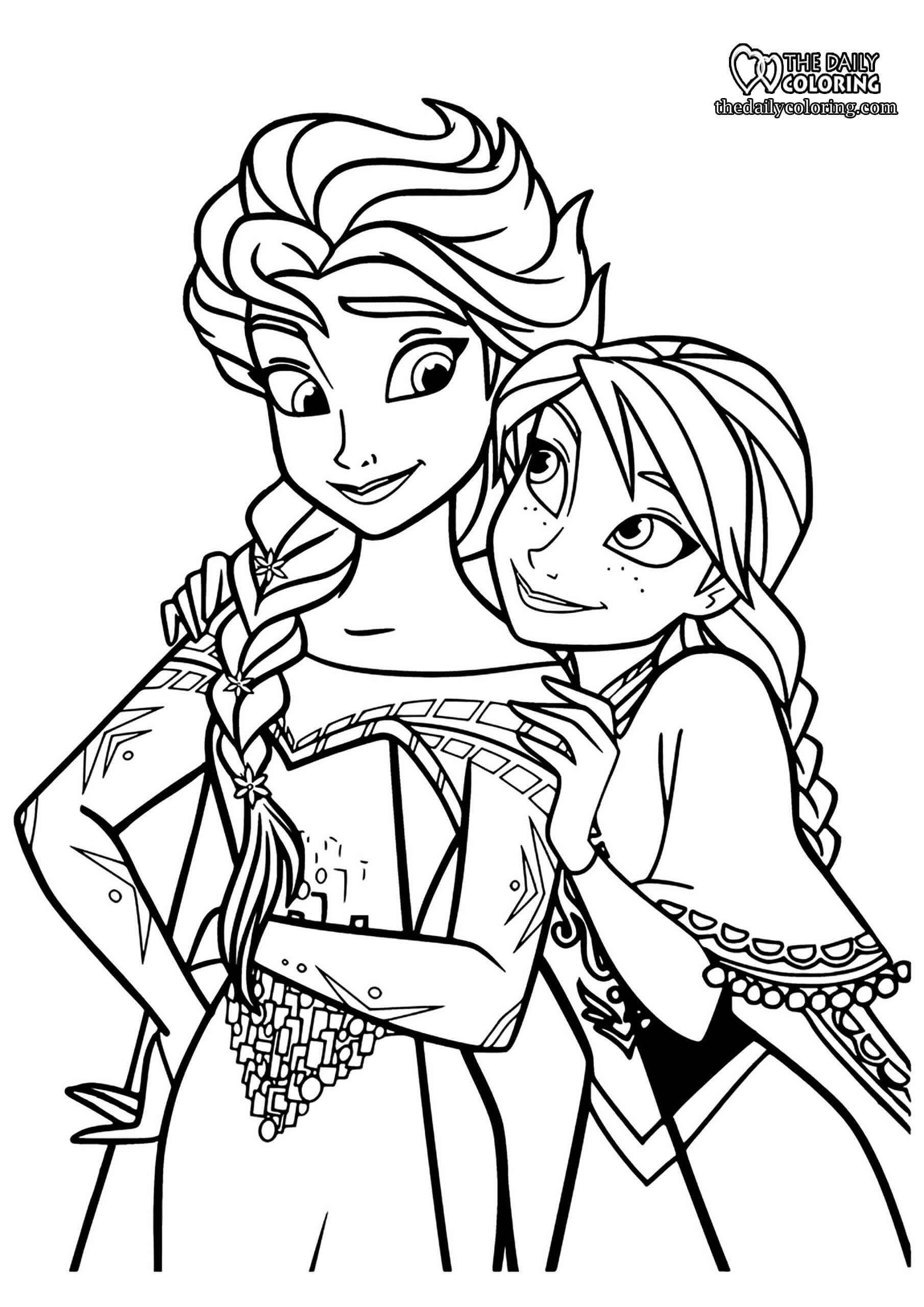 Anna Elsa Coloring Page