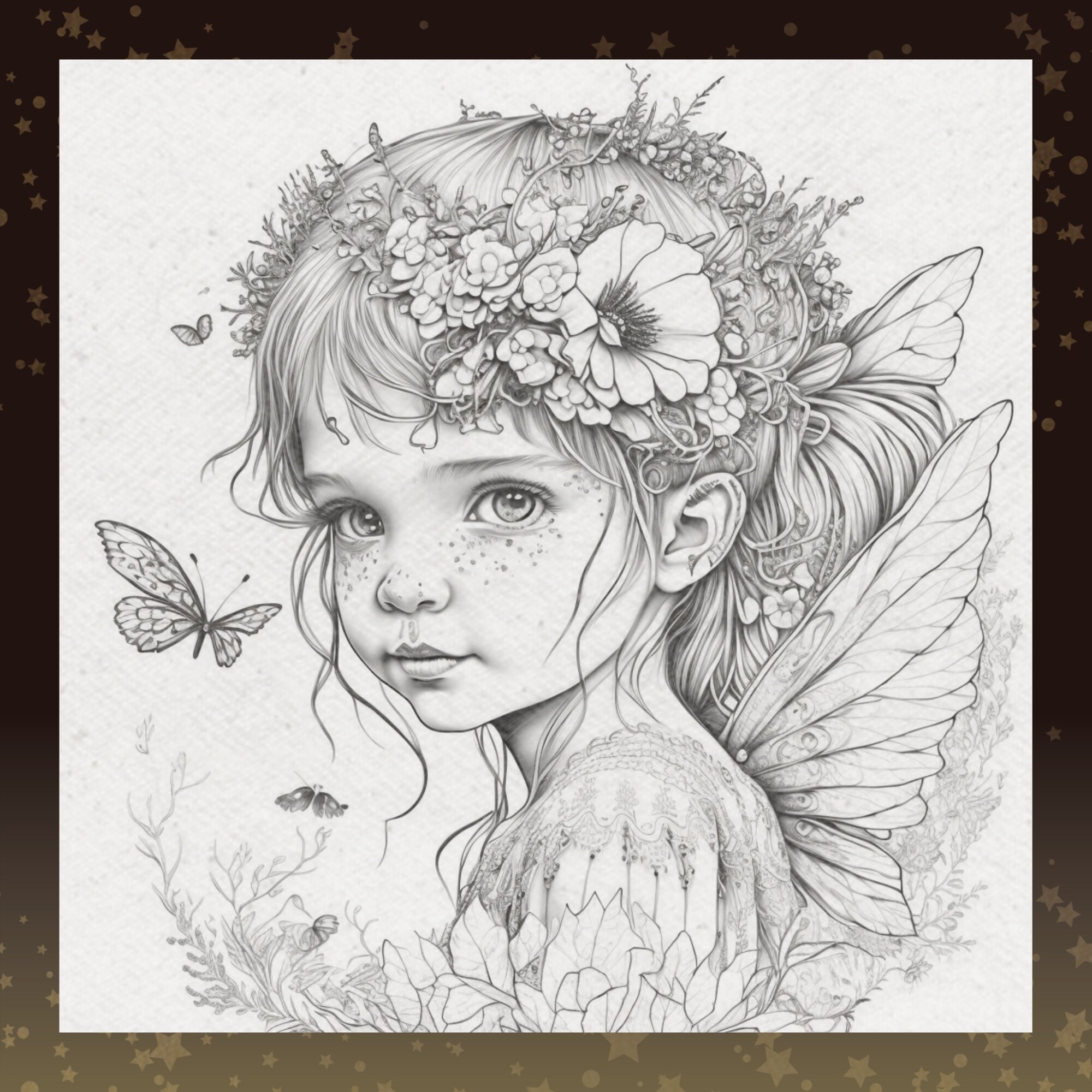 Enchanted Fairy Girls Coloring Page For Everyone Instant Etsy