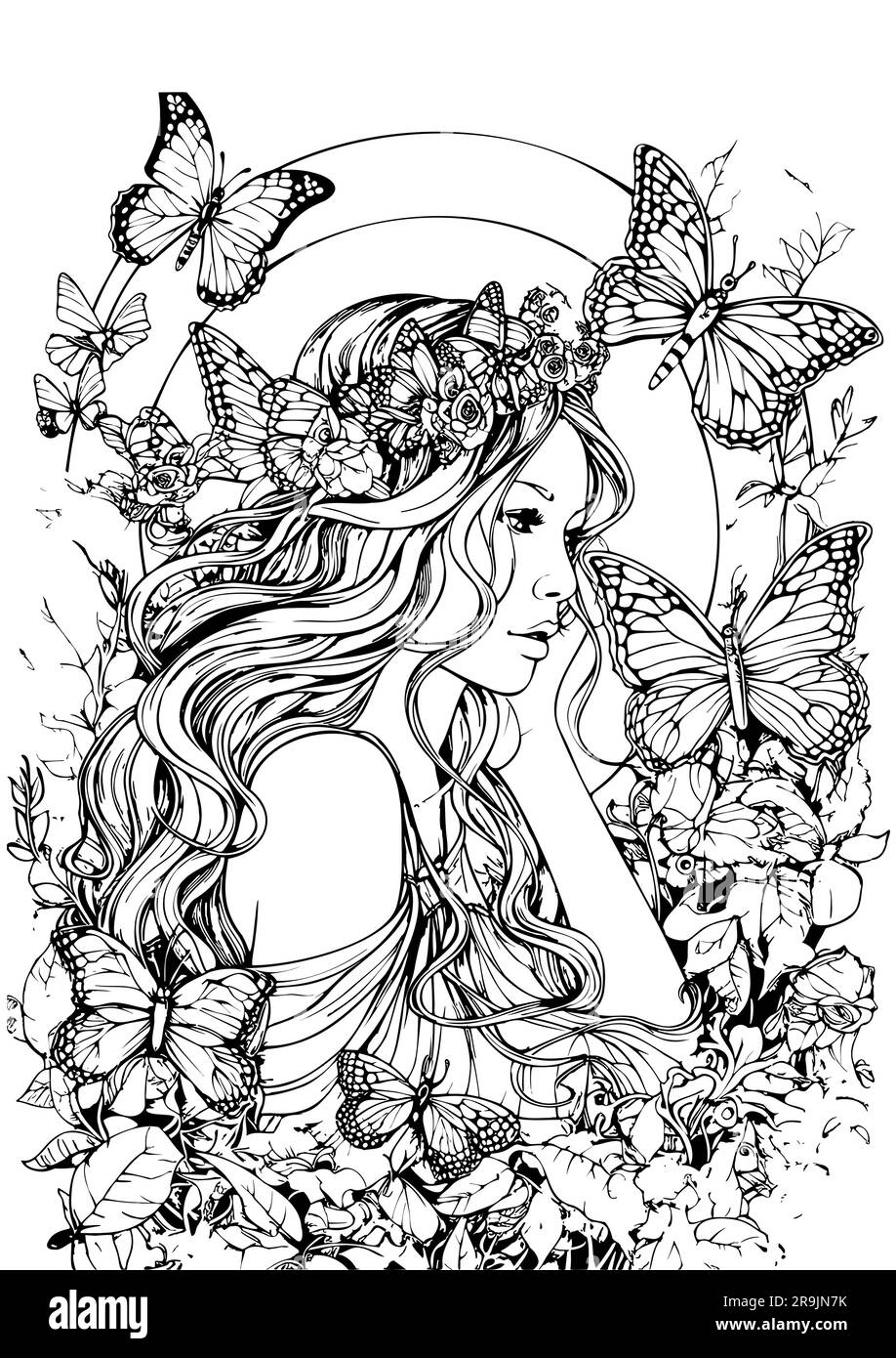 Enchanted Realm Princess Coloring Book Pages Stock Vector Image Art Alamy