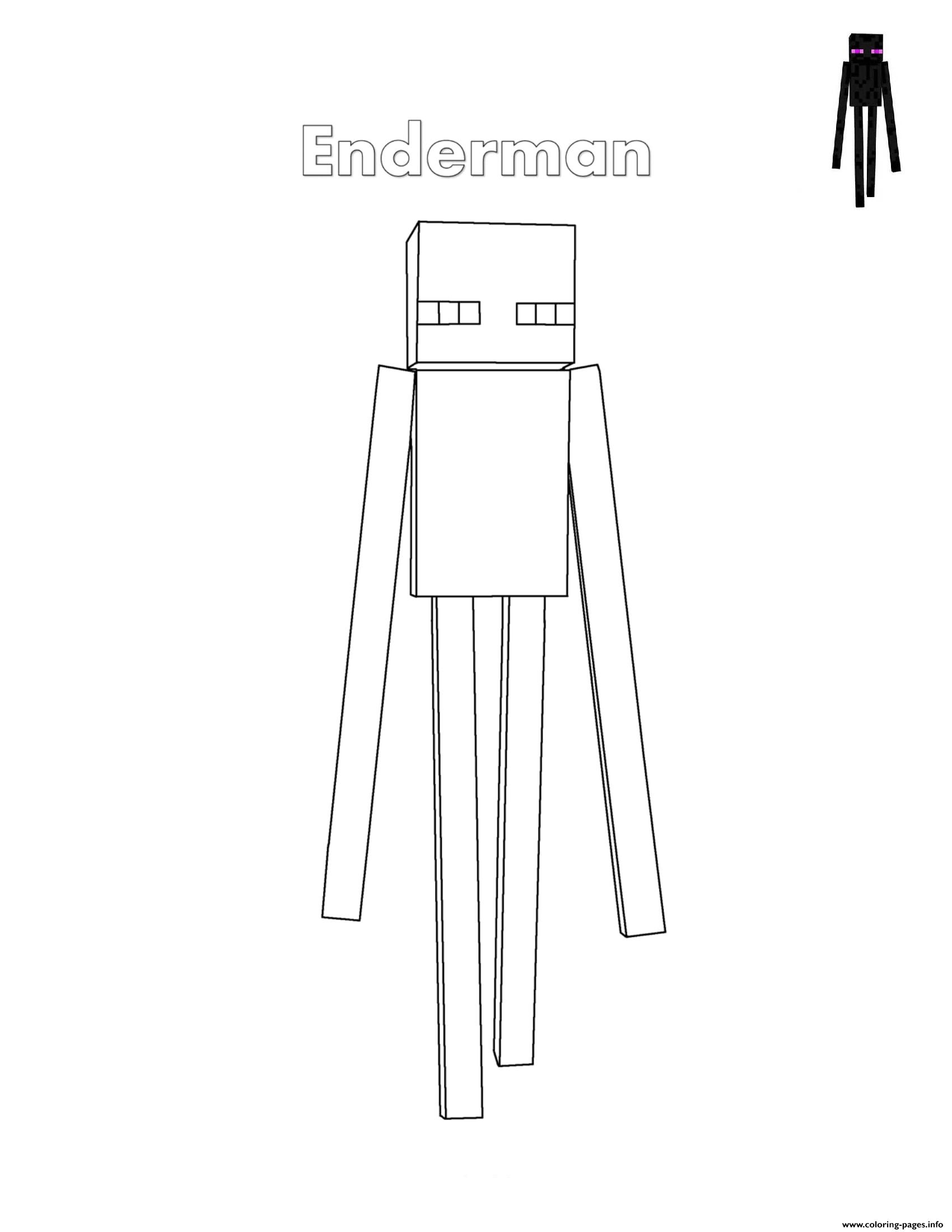 Enderman Minecraft Coloring Page Printable