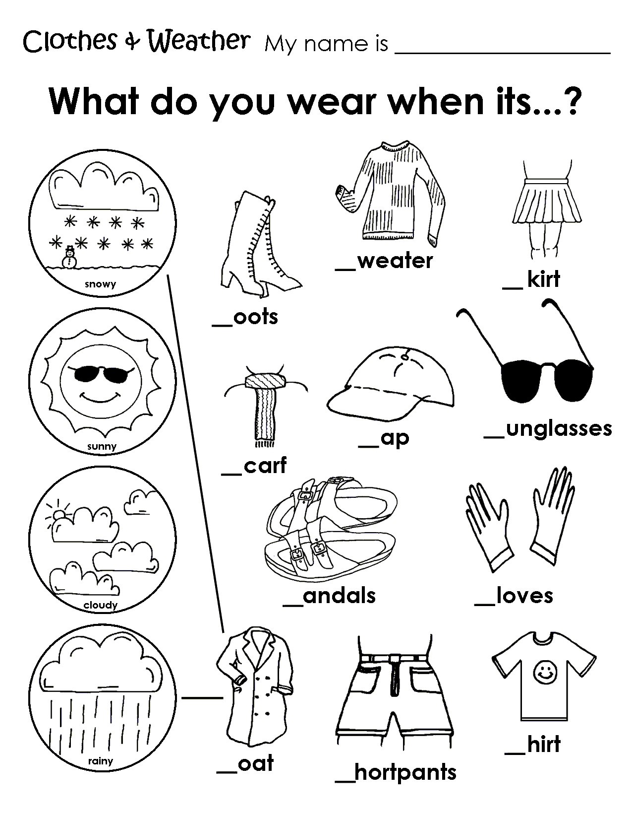 Fall Clothing Coloring Pages