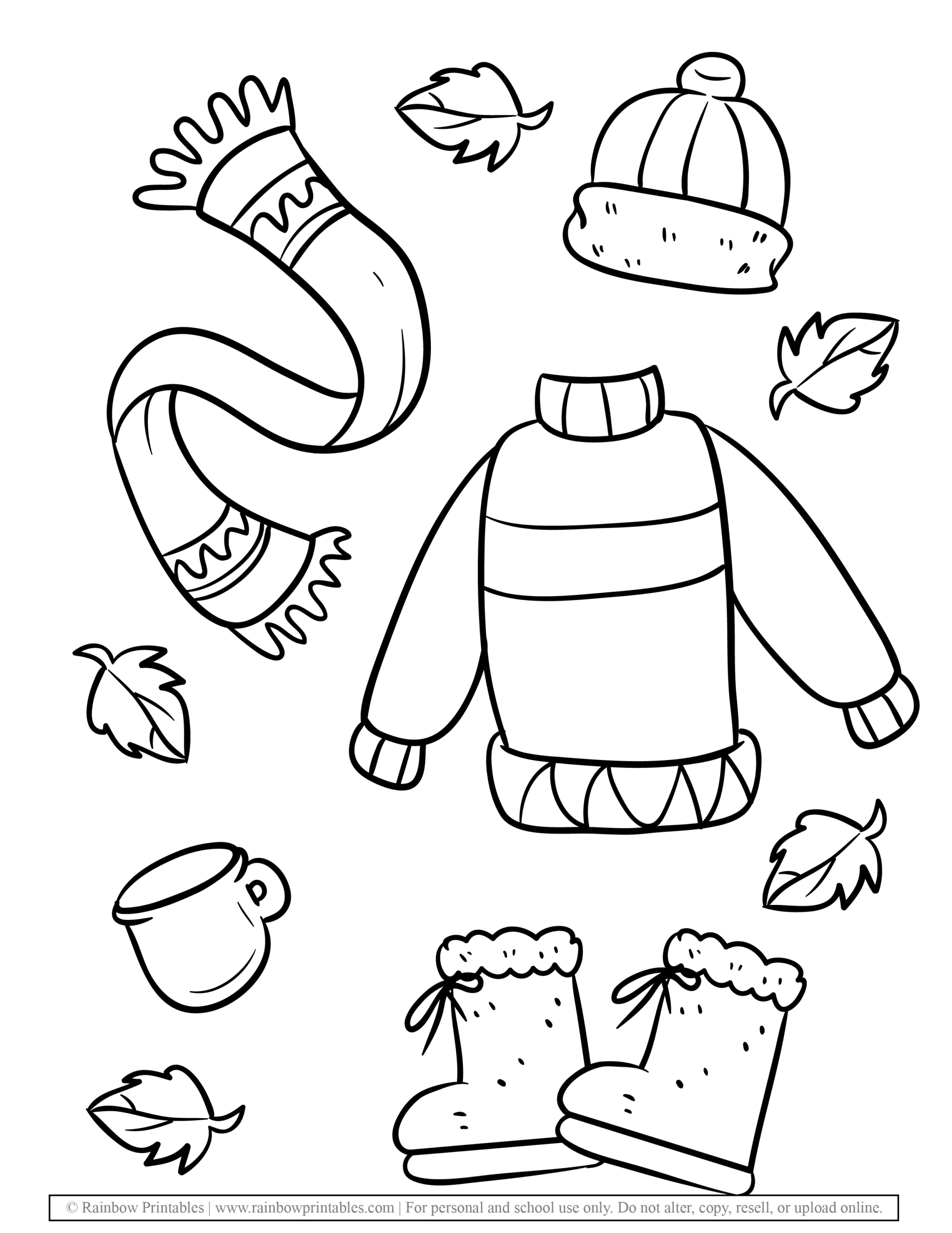 Fall Clothes Coloring Pages