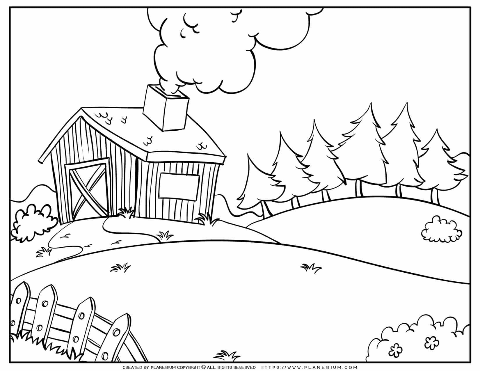 Farmhouse Coloring Page Planerium