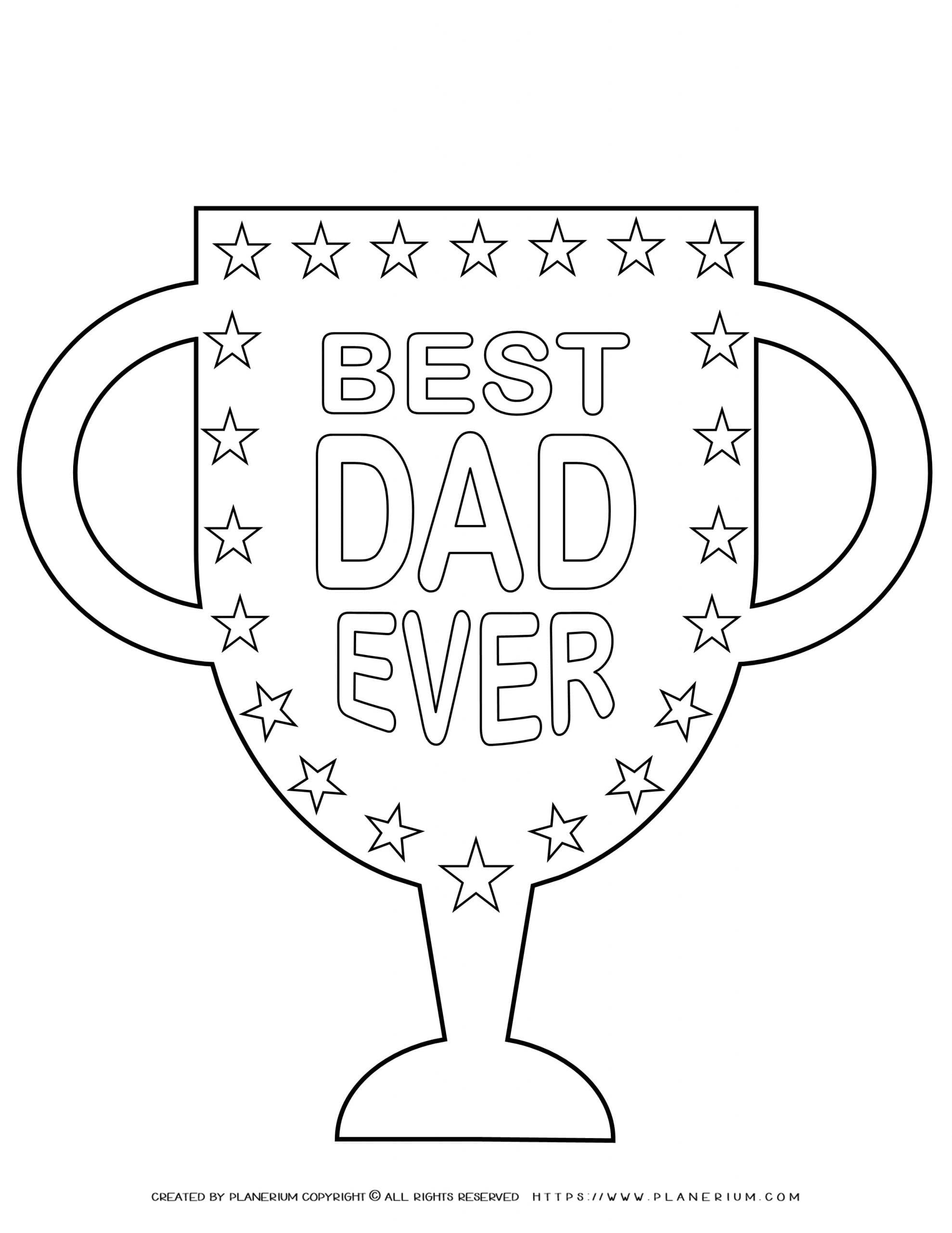 Father S Day Coloring Page Best Dad Ever Trophy Planerium