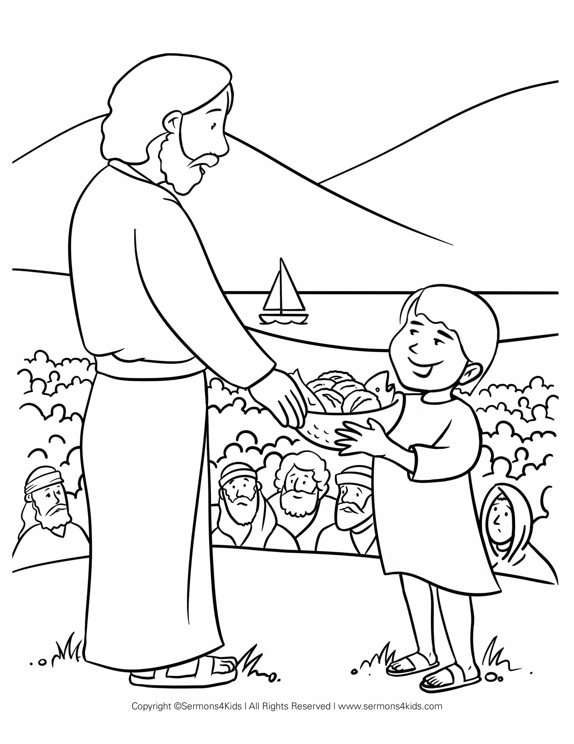 Feeding 5 000 2 Coloring Page Sermons4Kids