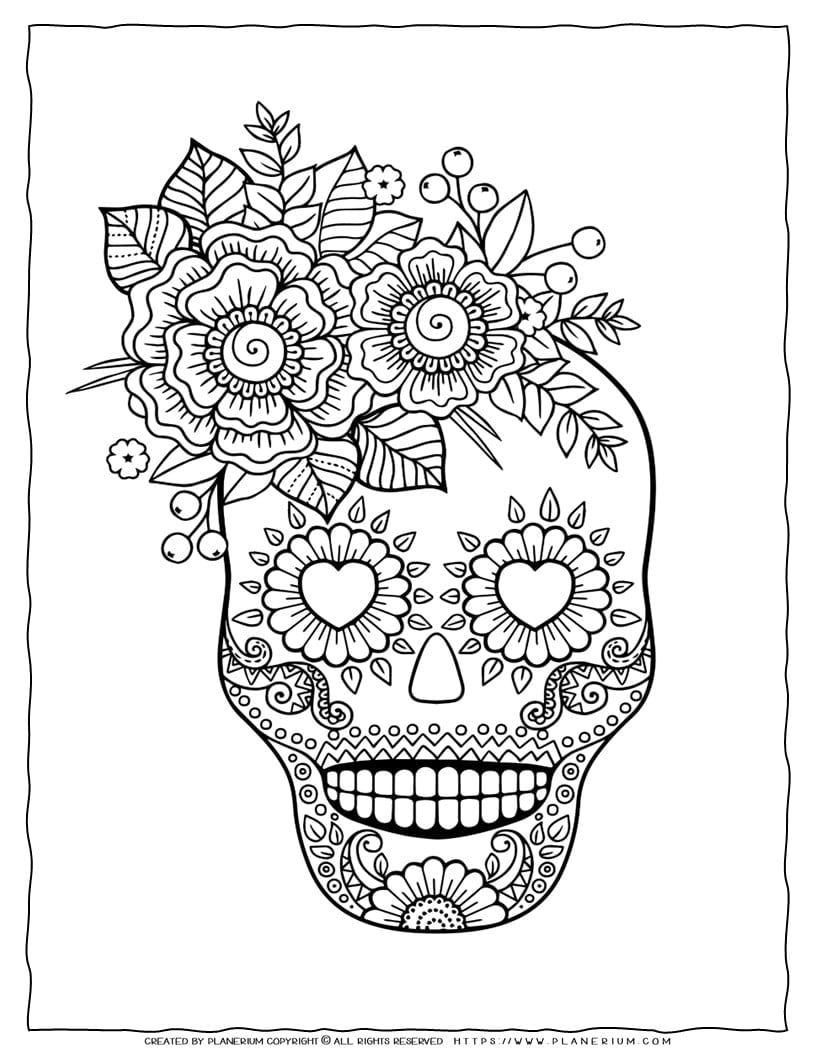 Female Sugar Skull Coloring Page