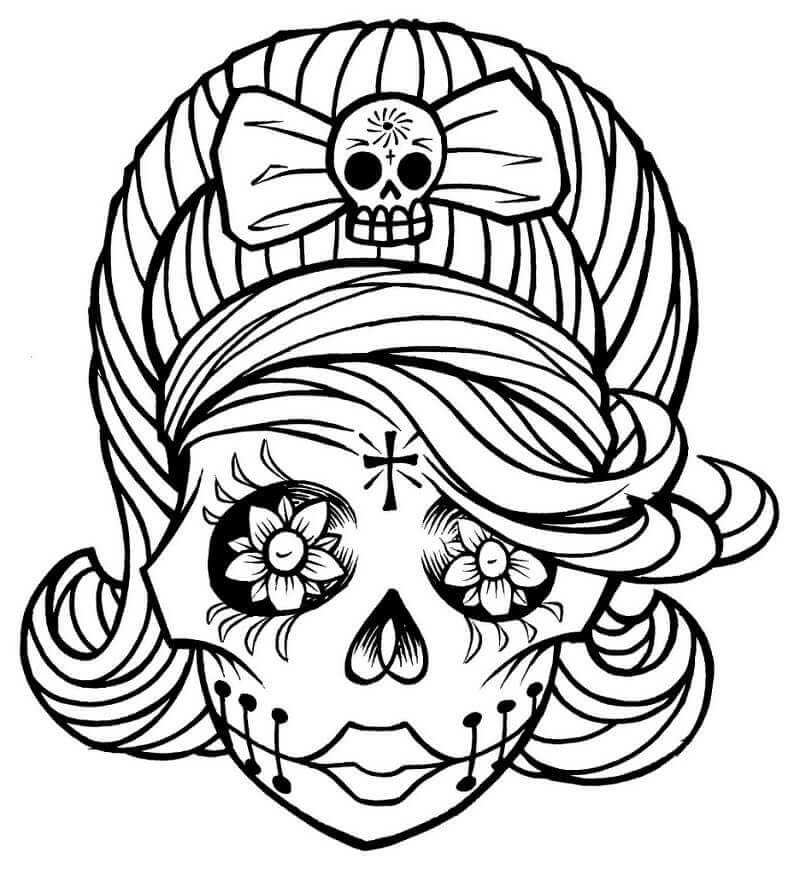 Female Sugar Skull Coloring Pages