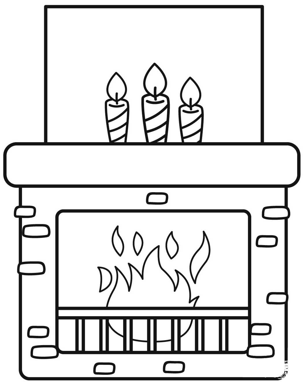 Fireplace Coloring Page ColouringPages