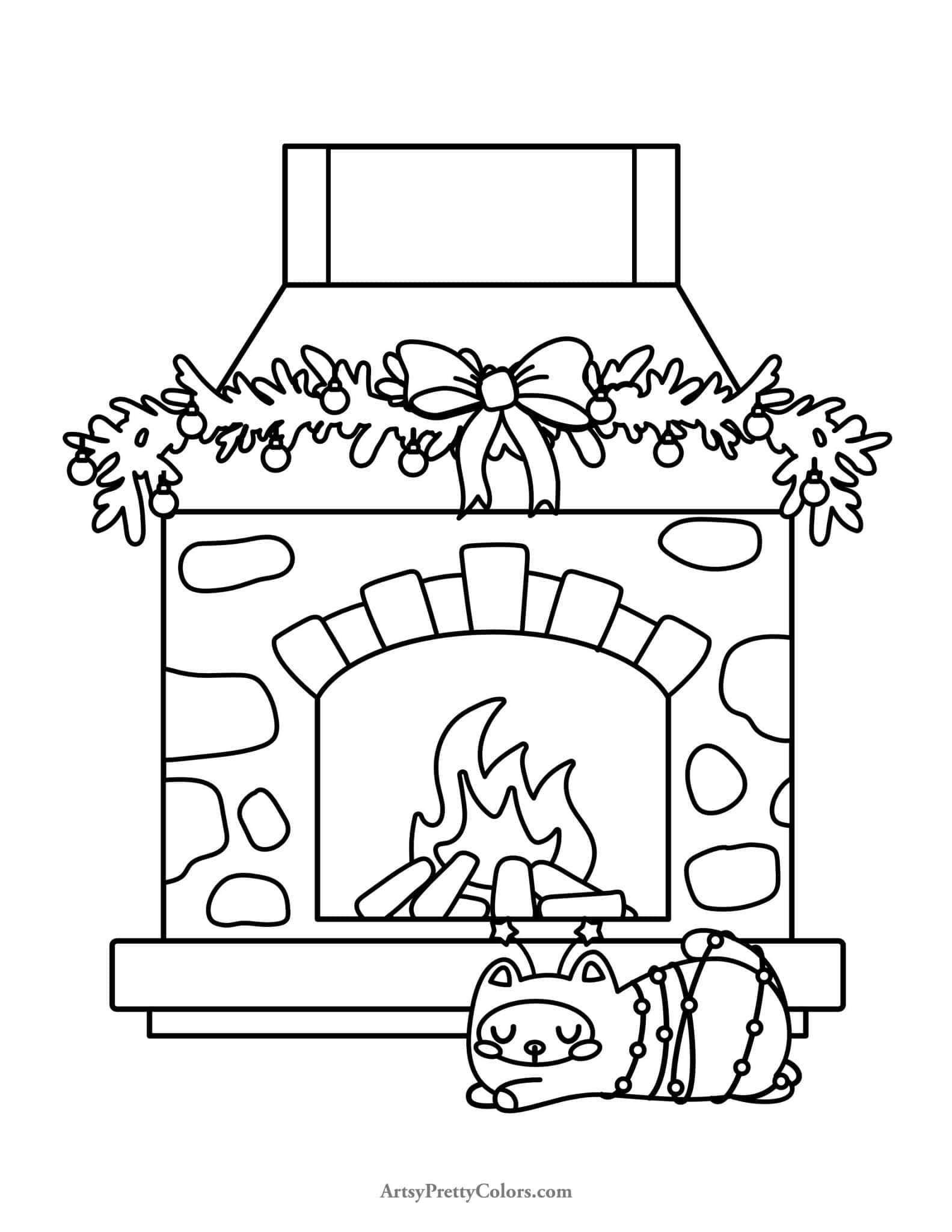 Fireplace Coloring Pages To Print For Free Artsy Pretty Colors