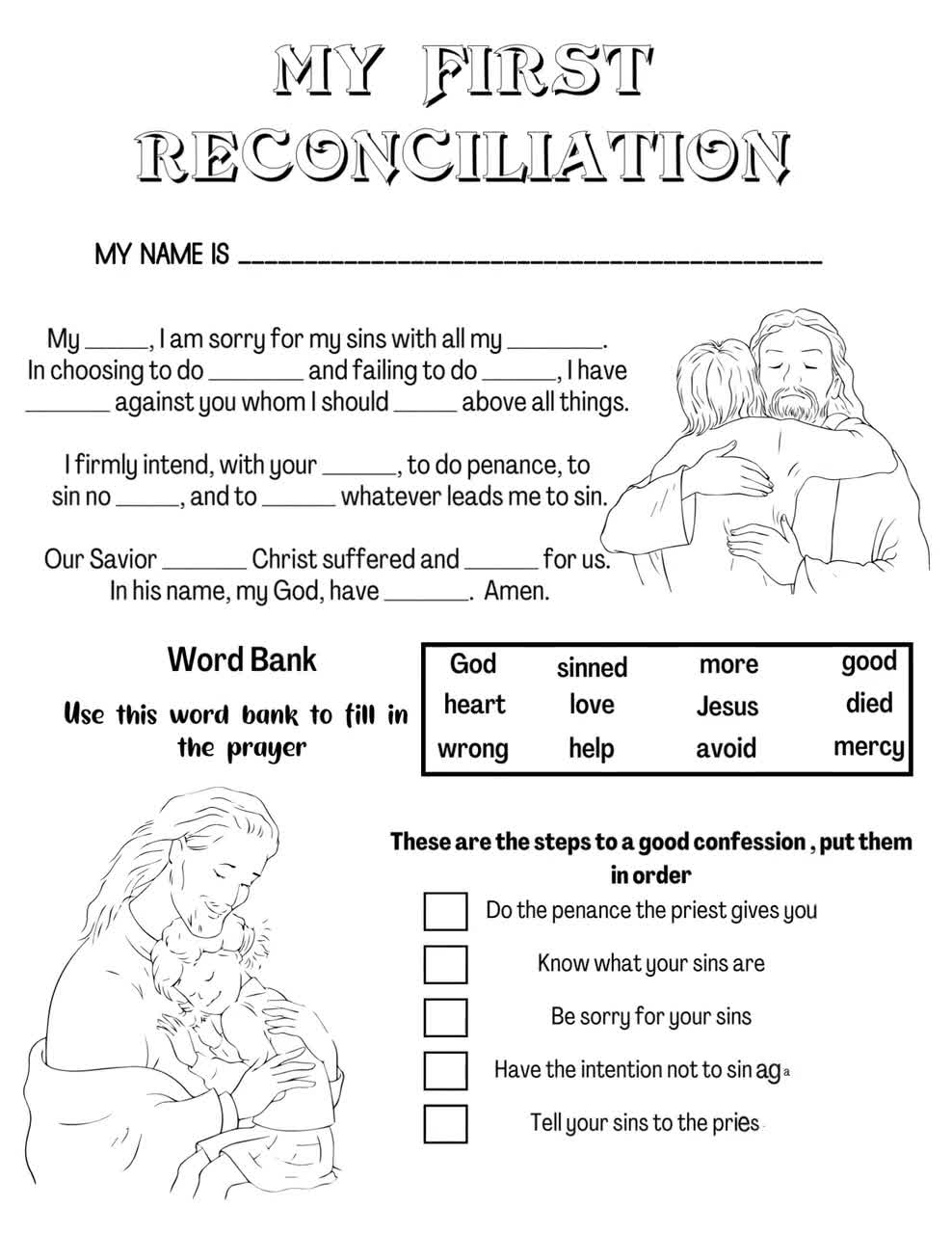 First Reconciliation Coloring Pages