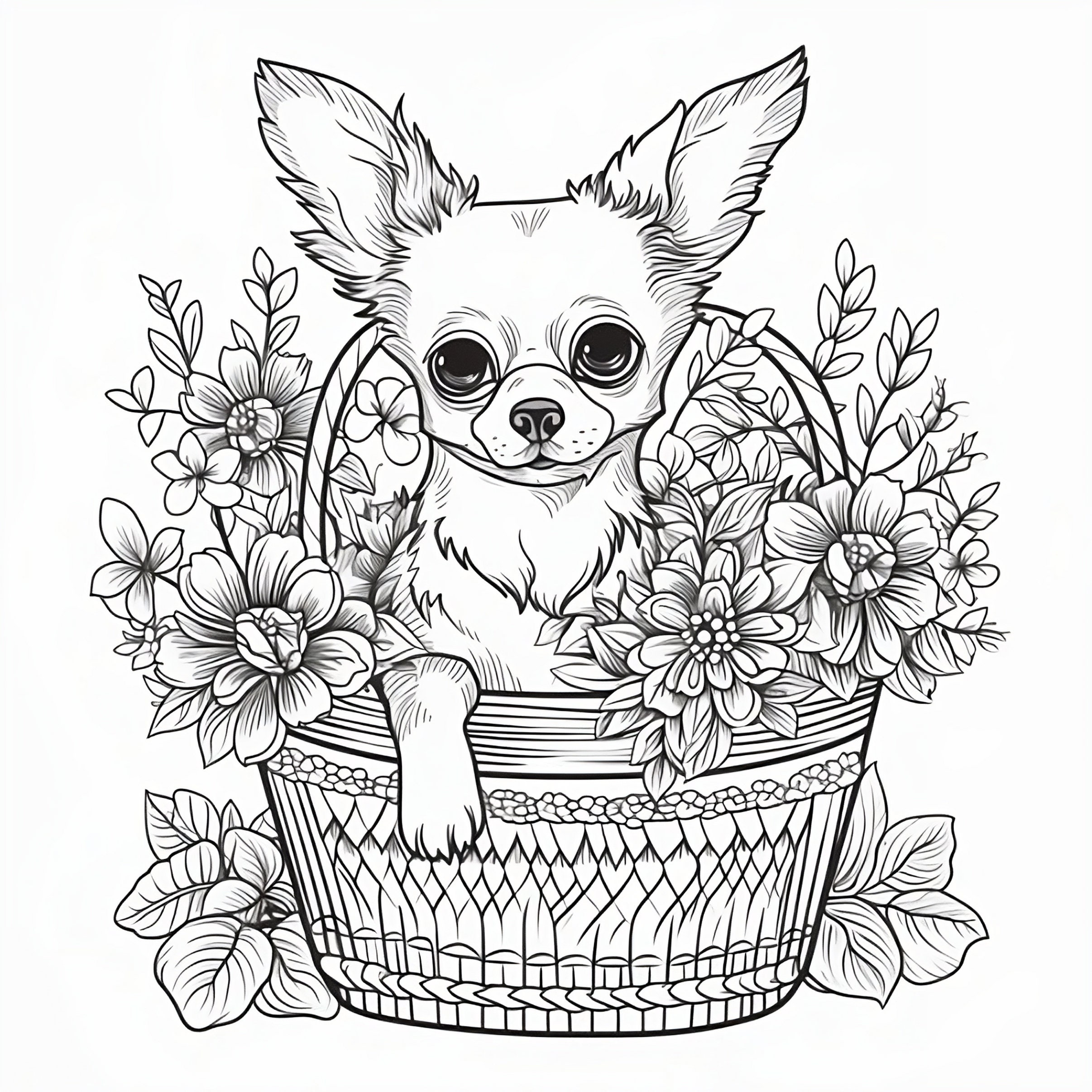 Five Chihuahua Coloring Pages Collection Digital Download Printable PDF Fun And Relaxing