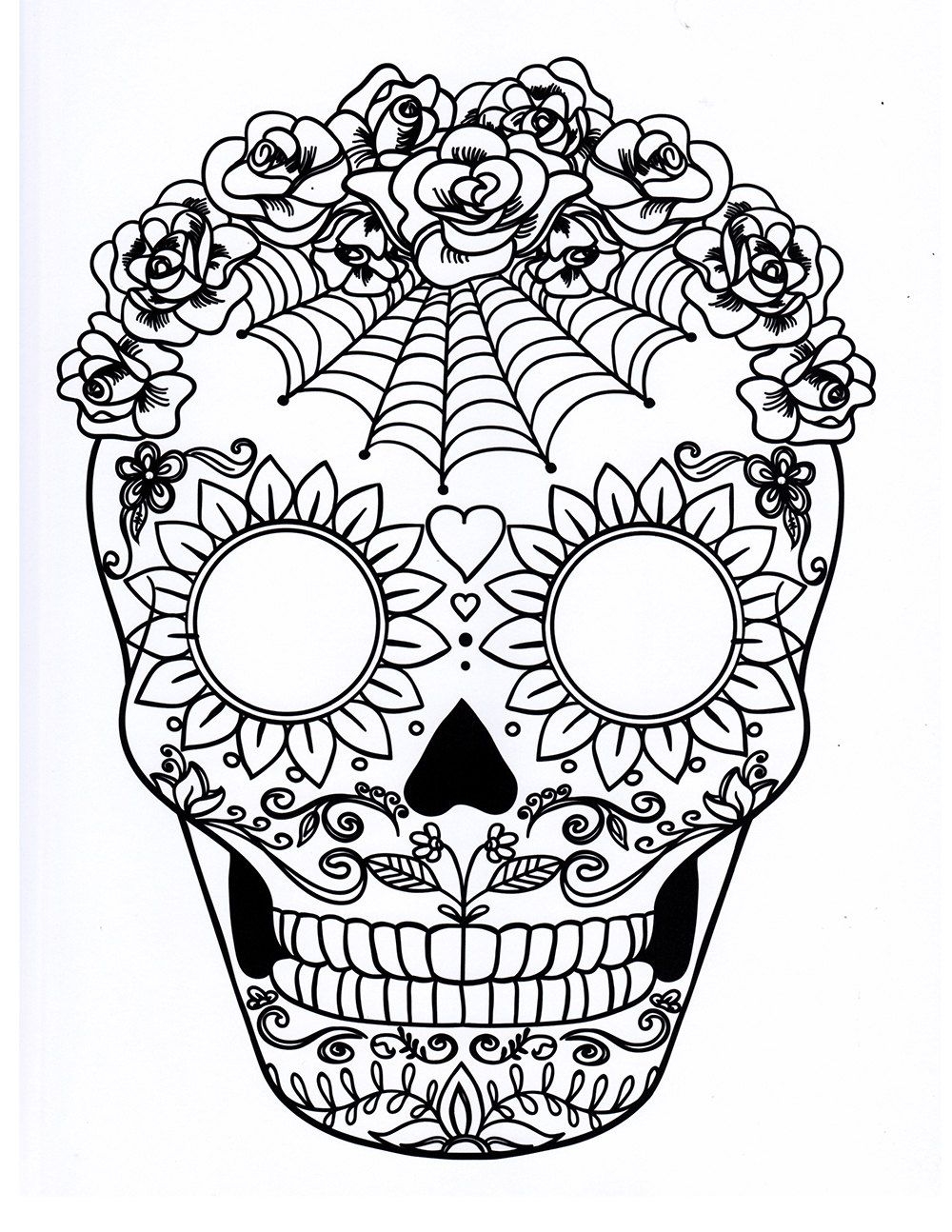 Five Different Sugar Skull Coloring Pages Printable Digital Etsy Skull Coloring Pages
