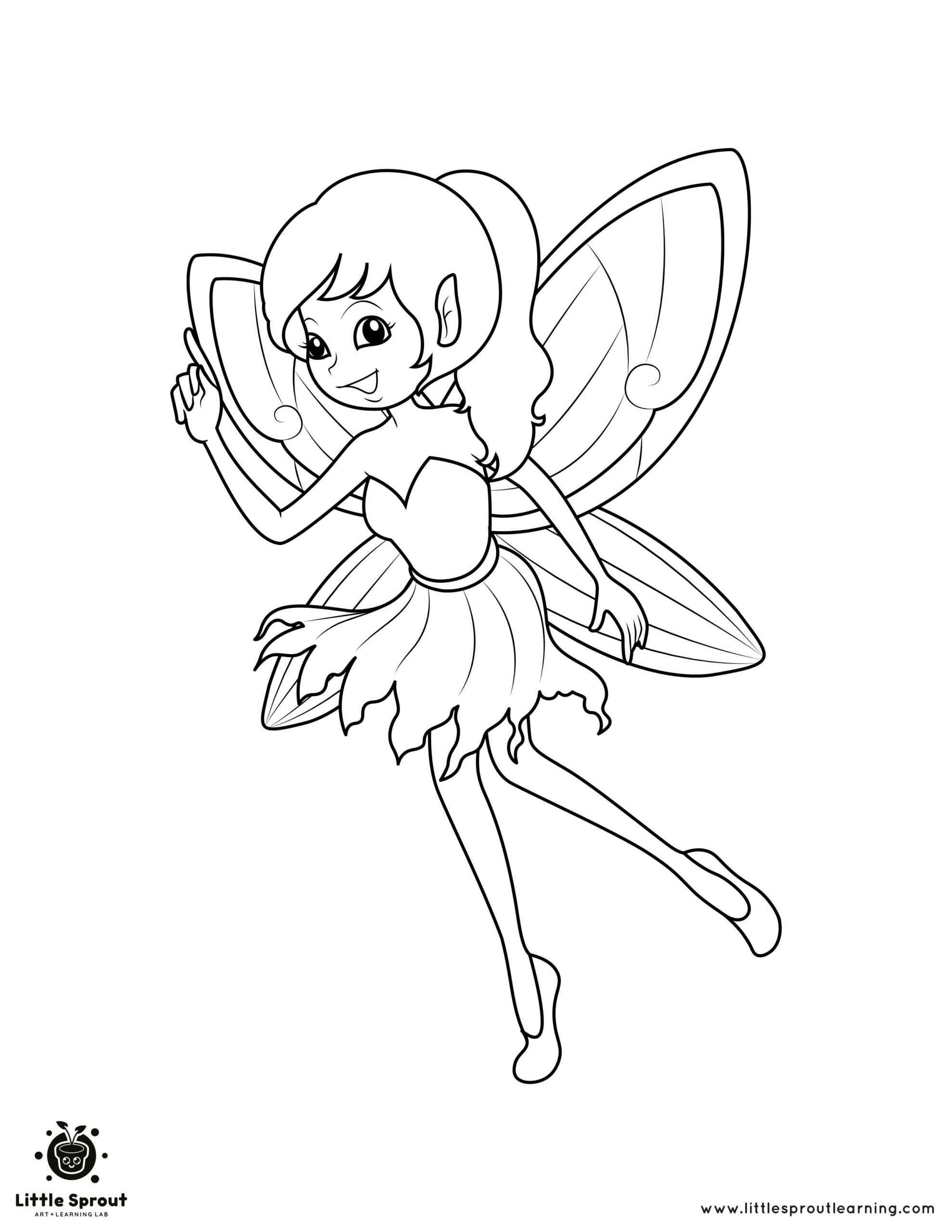 Flying Fairy Princess Coloring Page Little Sprout Art