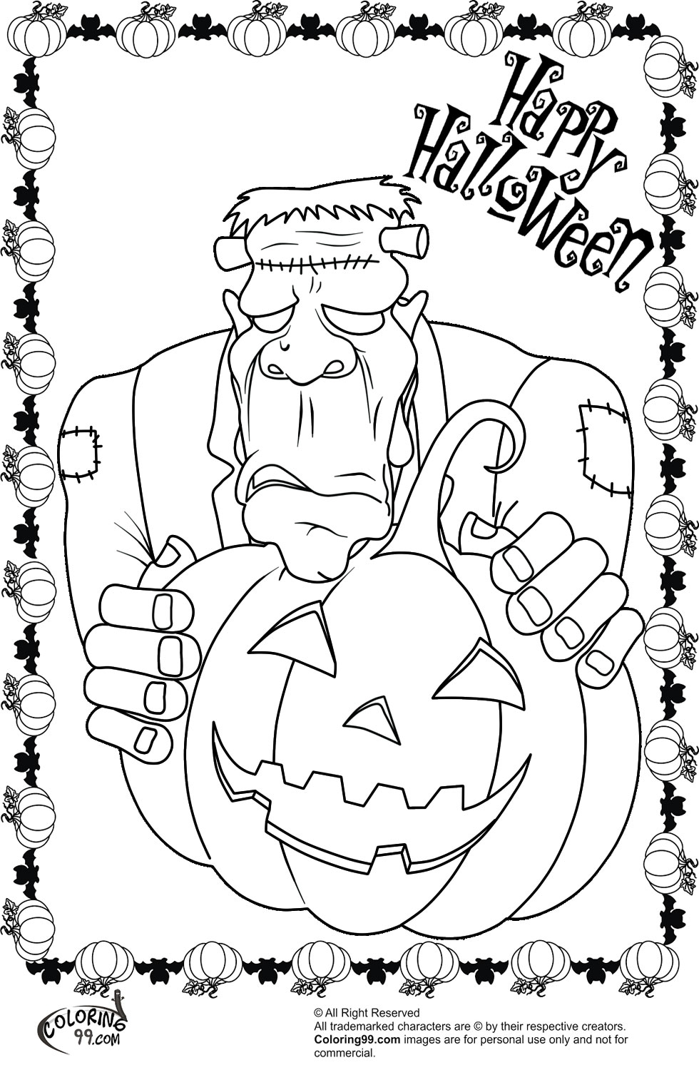 Frankenstein Halloween Coloring Pages Team Colors
