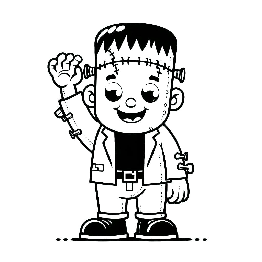 Frankenstein Is Waving Hand Coloring Page Download Print Or Color Online For Free