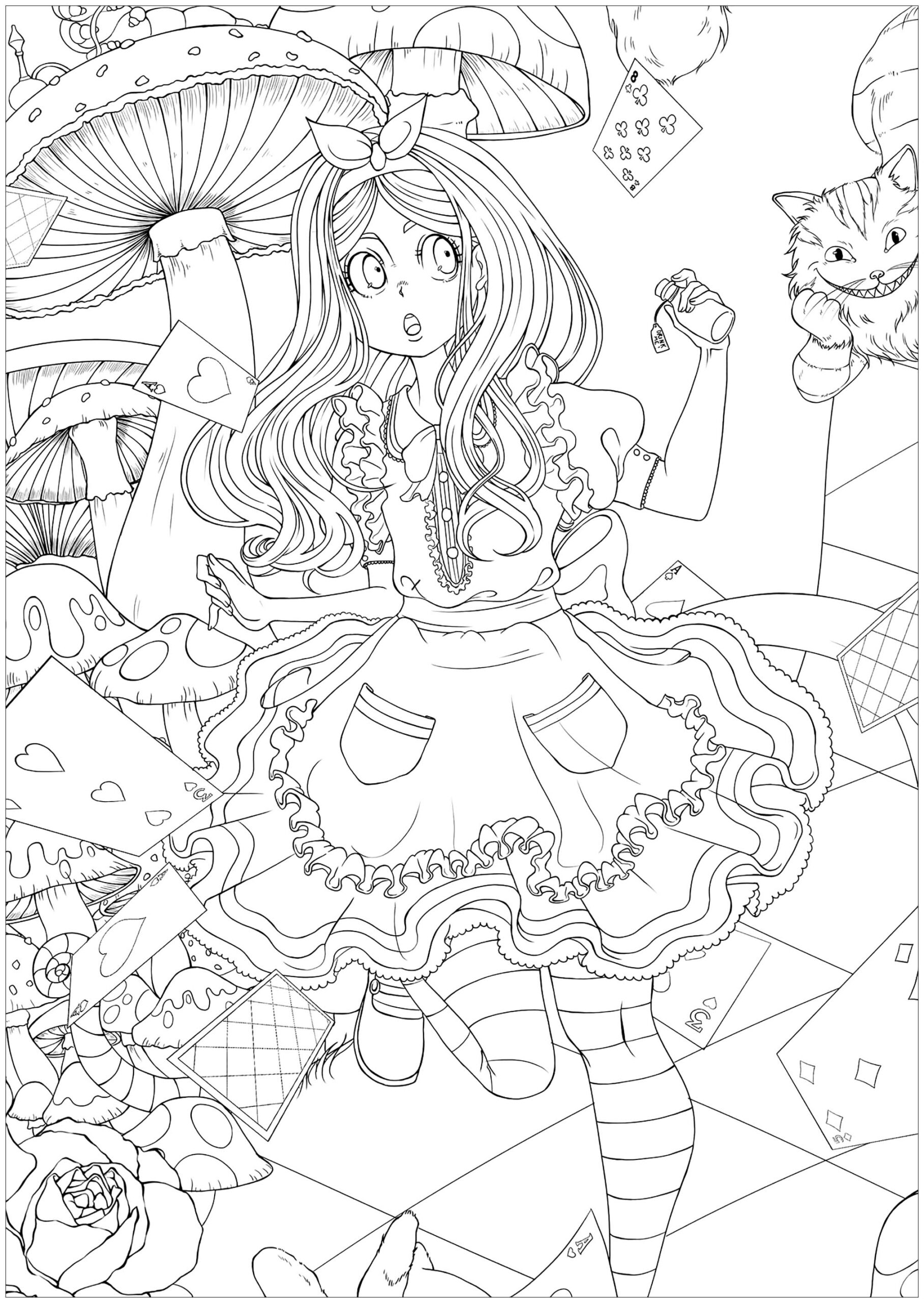 Free Alice In Wonderland Adult Coloring Pages