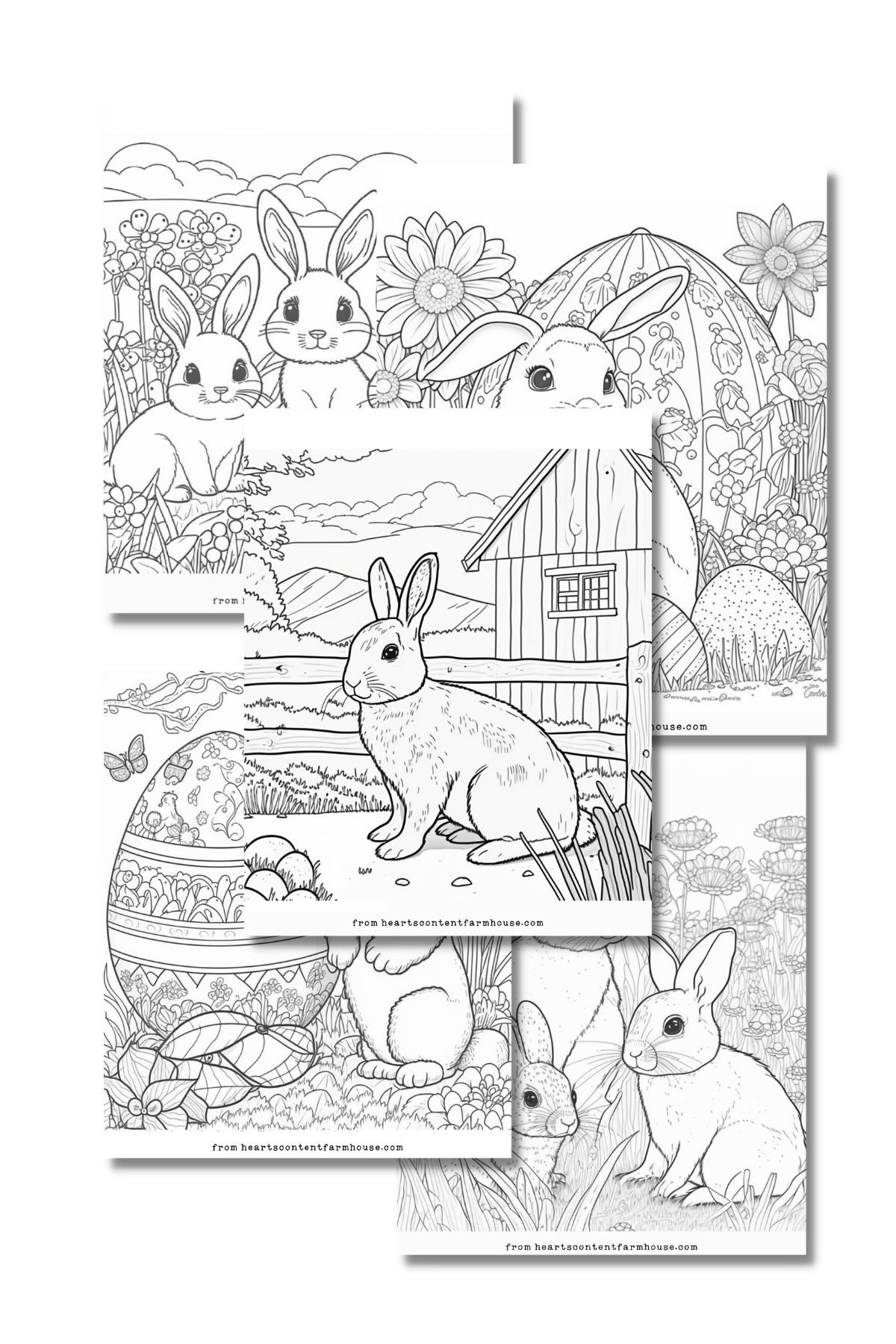Free Bunny Coloring Pages Kids And Adults Heart S Content Farmhouse