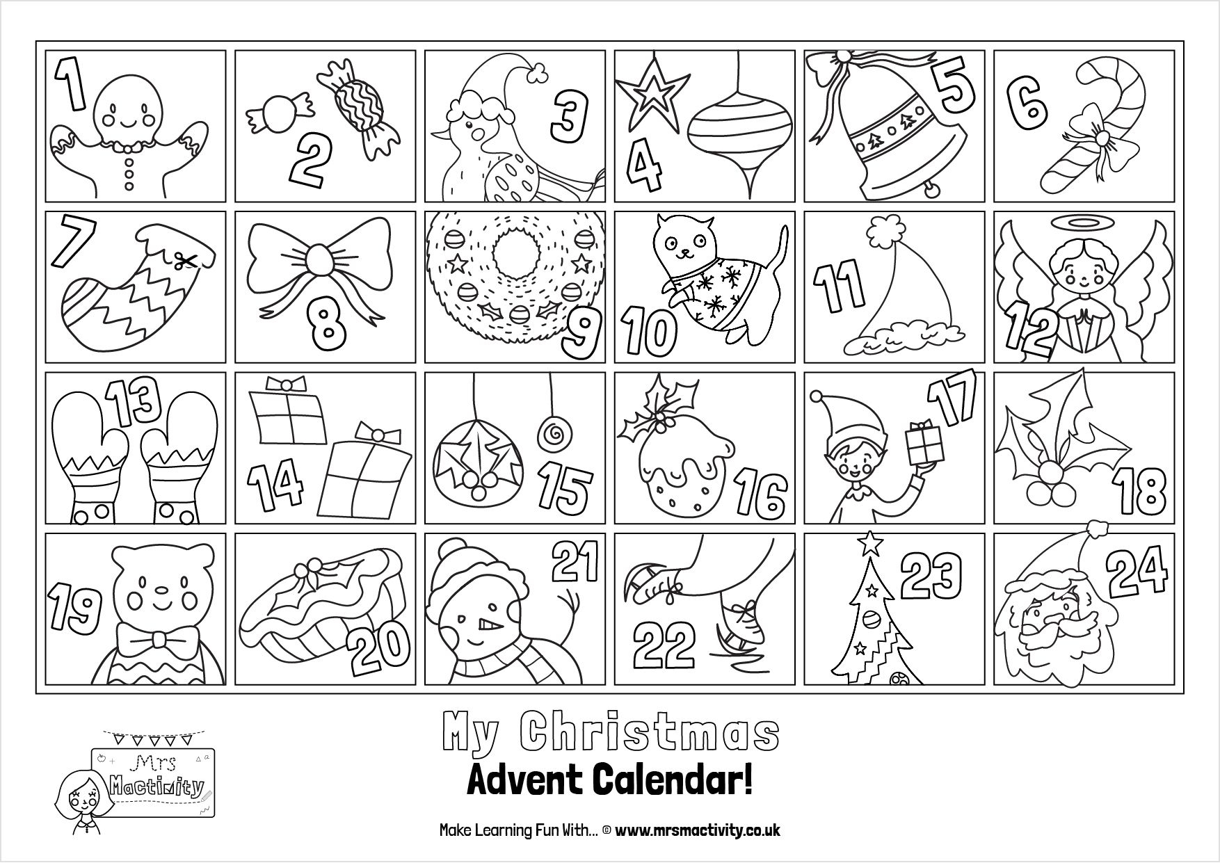 Free Christmas Calendar Resources EYFS KS1 KS2 Advent Calenders Advent Coloring Christmas