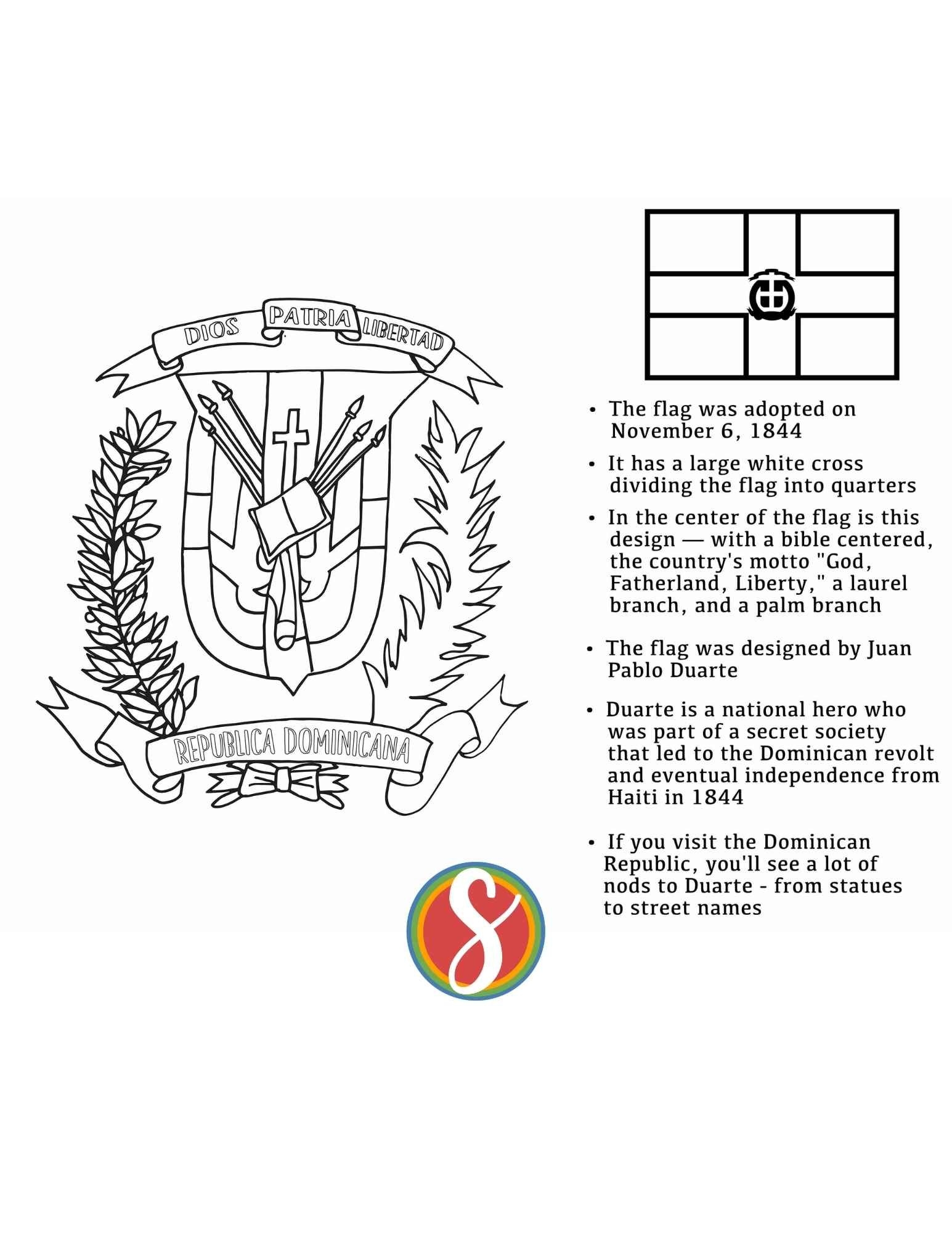 Dominican Republic Flag Coloring Page