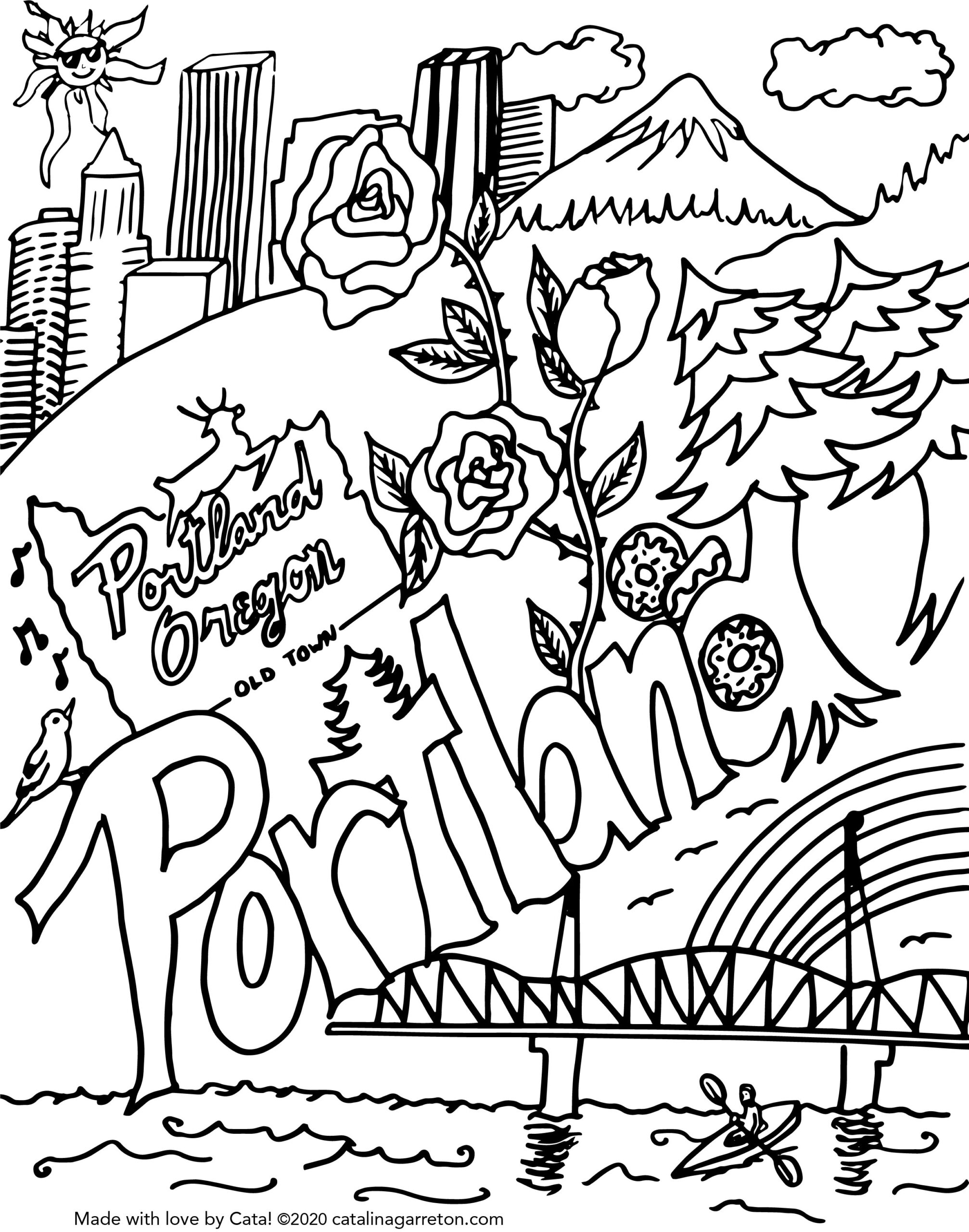 Free Downloadable Portland Coloring Page Catalina Garret N Art Design