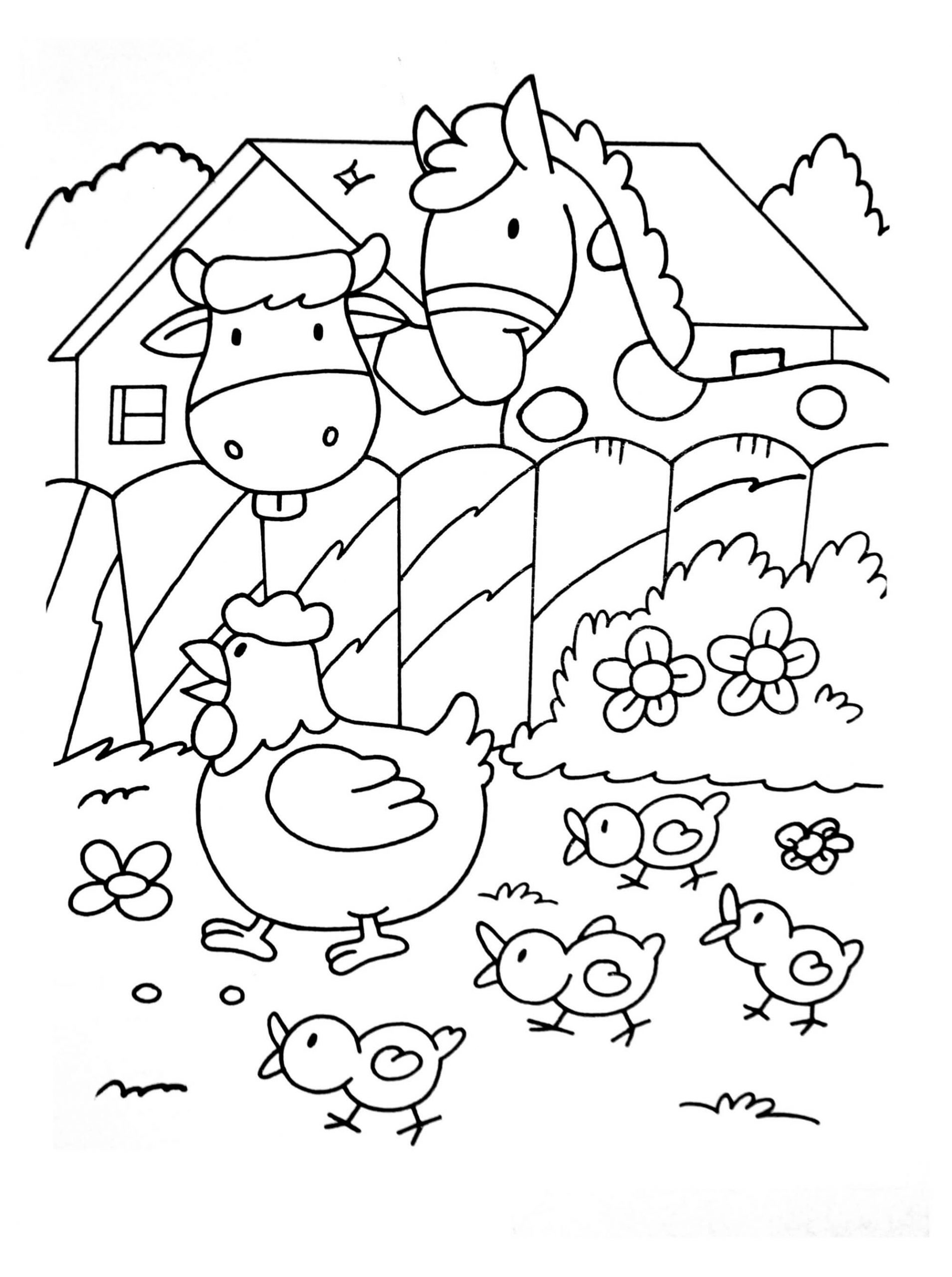 Farm Scene Coloring Pages
