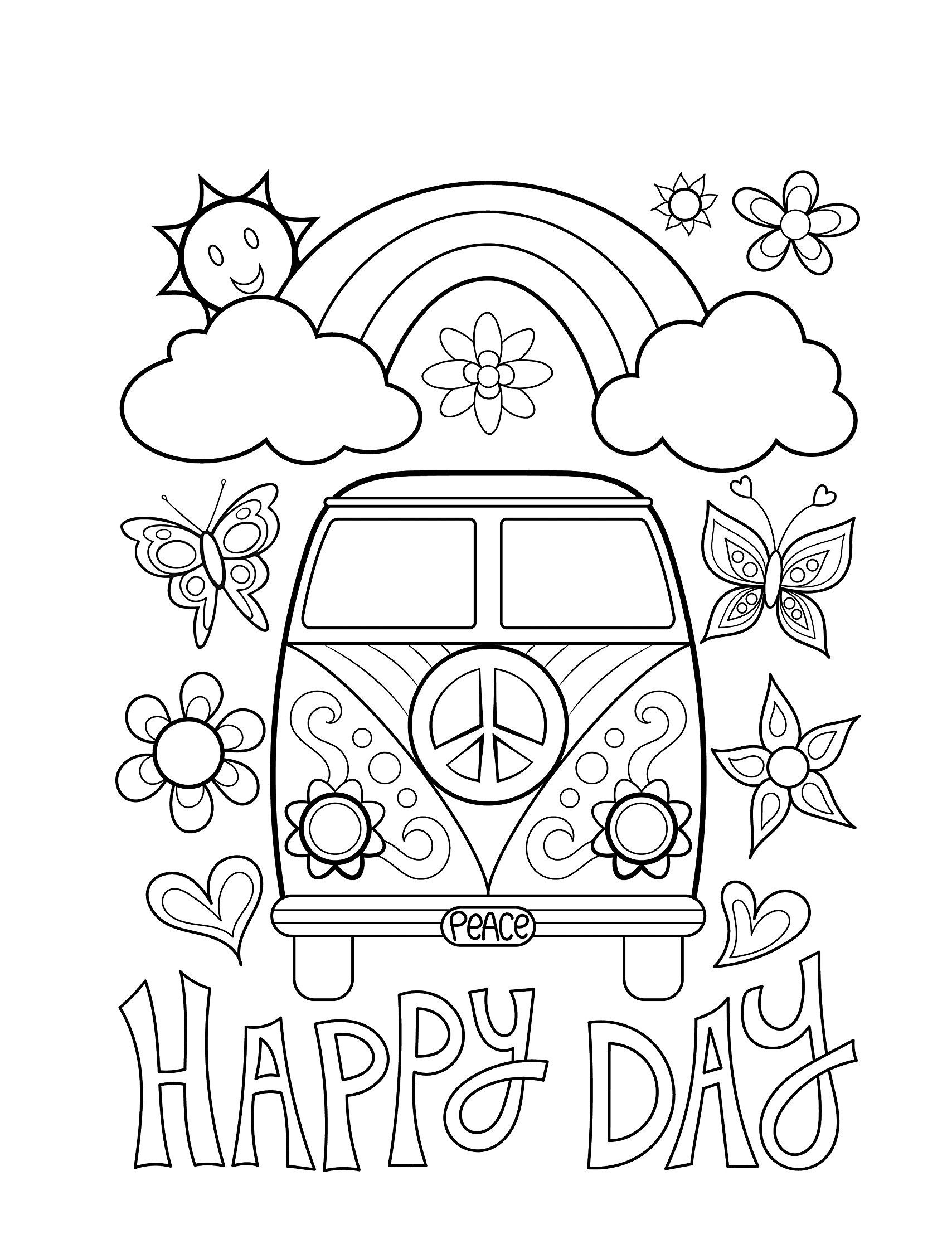 Free Hippie Coloring Pages Pdf Coloringfolder